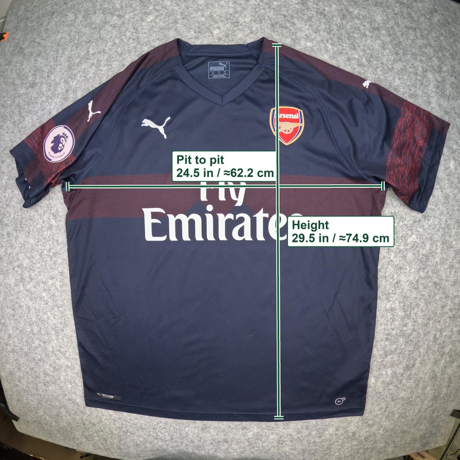 Arsenal Football Shirt Navy Away 2018 19 Puma Xhaka 34 Soccer Jersey photo 6