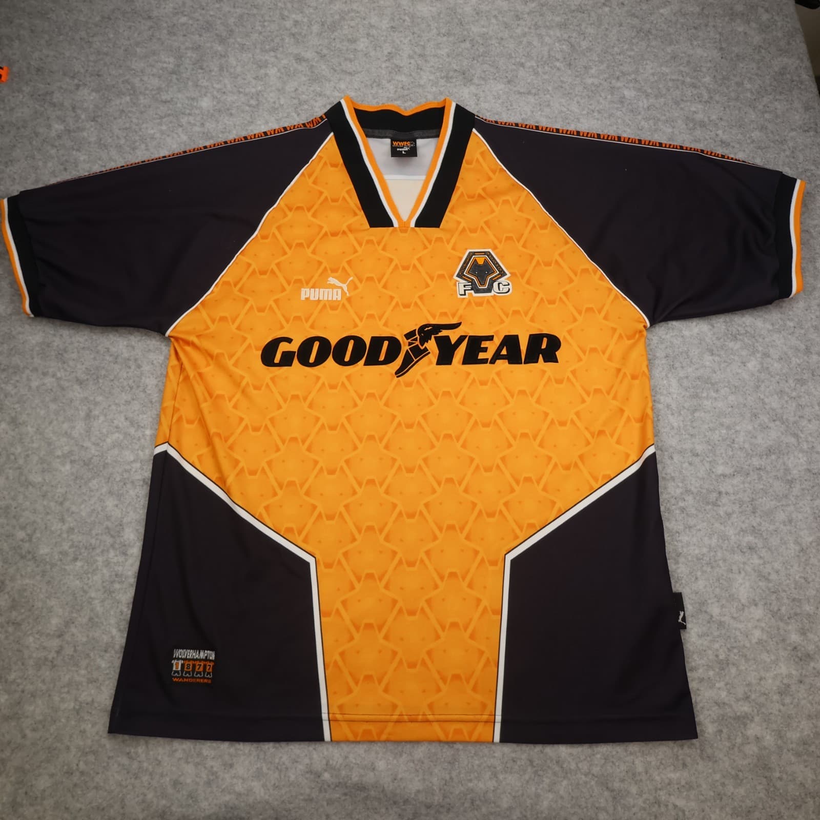 Vintage Wolves Football Shirt Large Orange Home Kit 1996 1998 Puma Jersey L