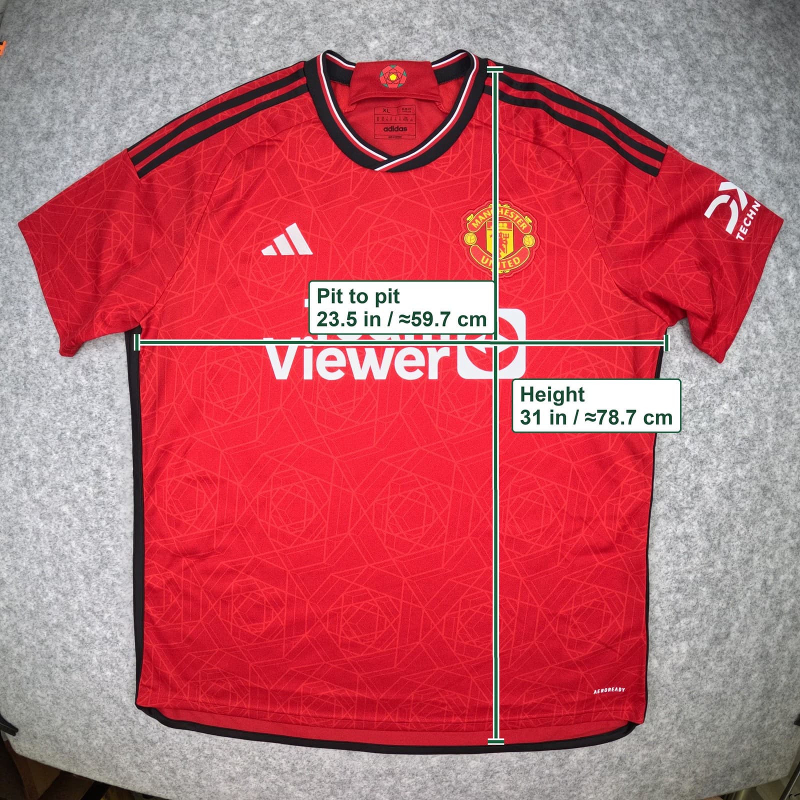 Manchester United Football Shirt Extra Large Red Home 2023 24 adidas Mainoo 37 photo 3