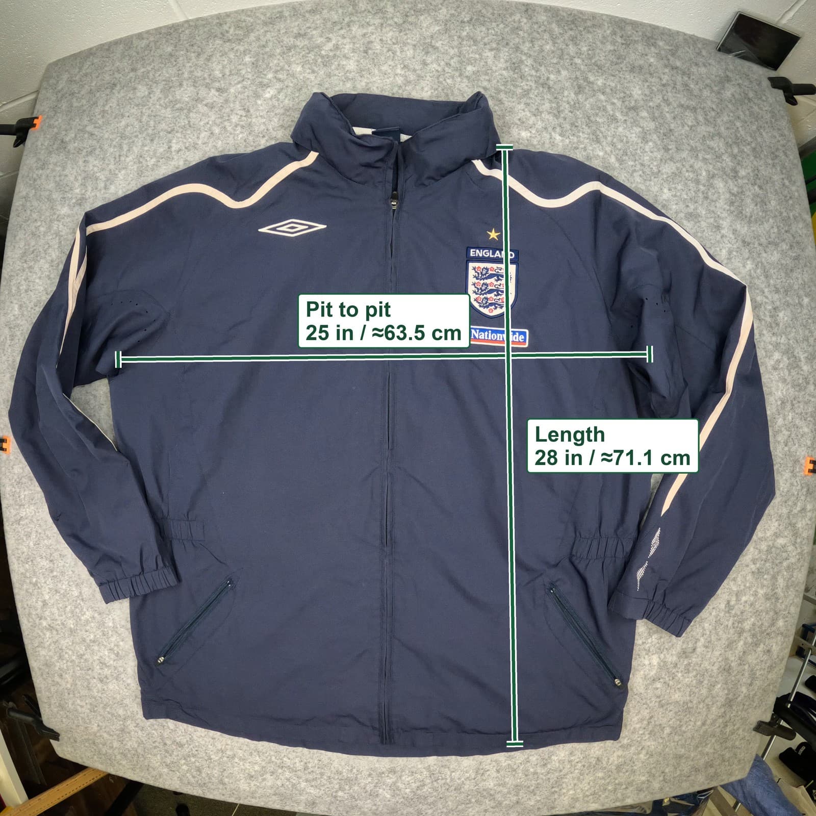 England Jacket 2XL Blue Umbro Long Sleeve Track Zip Football  2007 2009 photo 3