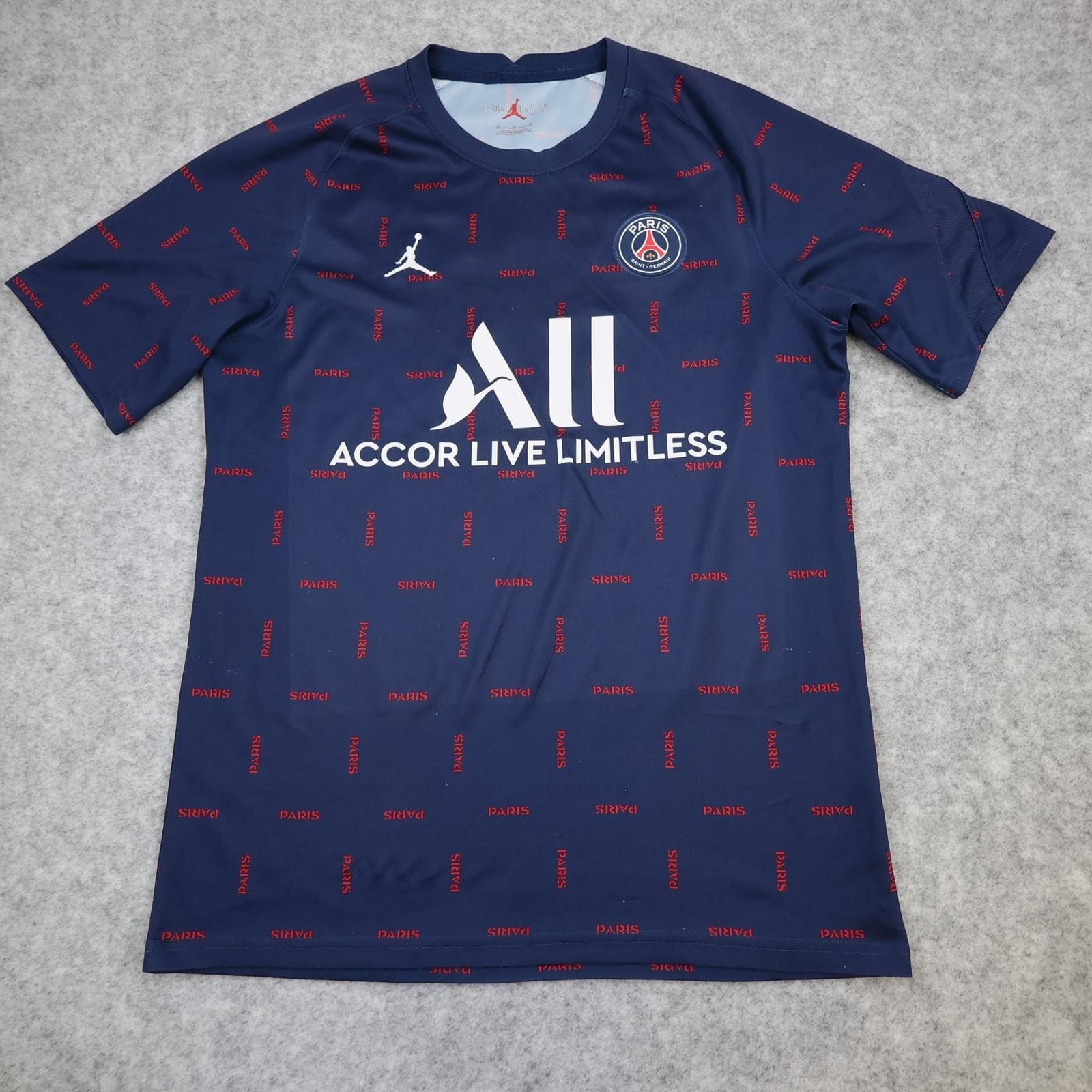 Paris Saint-Germain Shirt Mens Medium Blue Football Nike Jordan ALL Sponsor