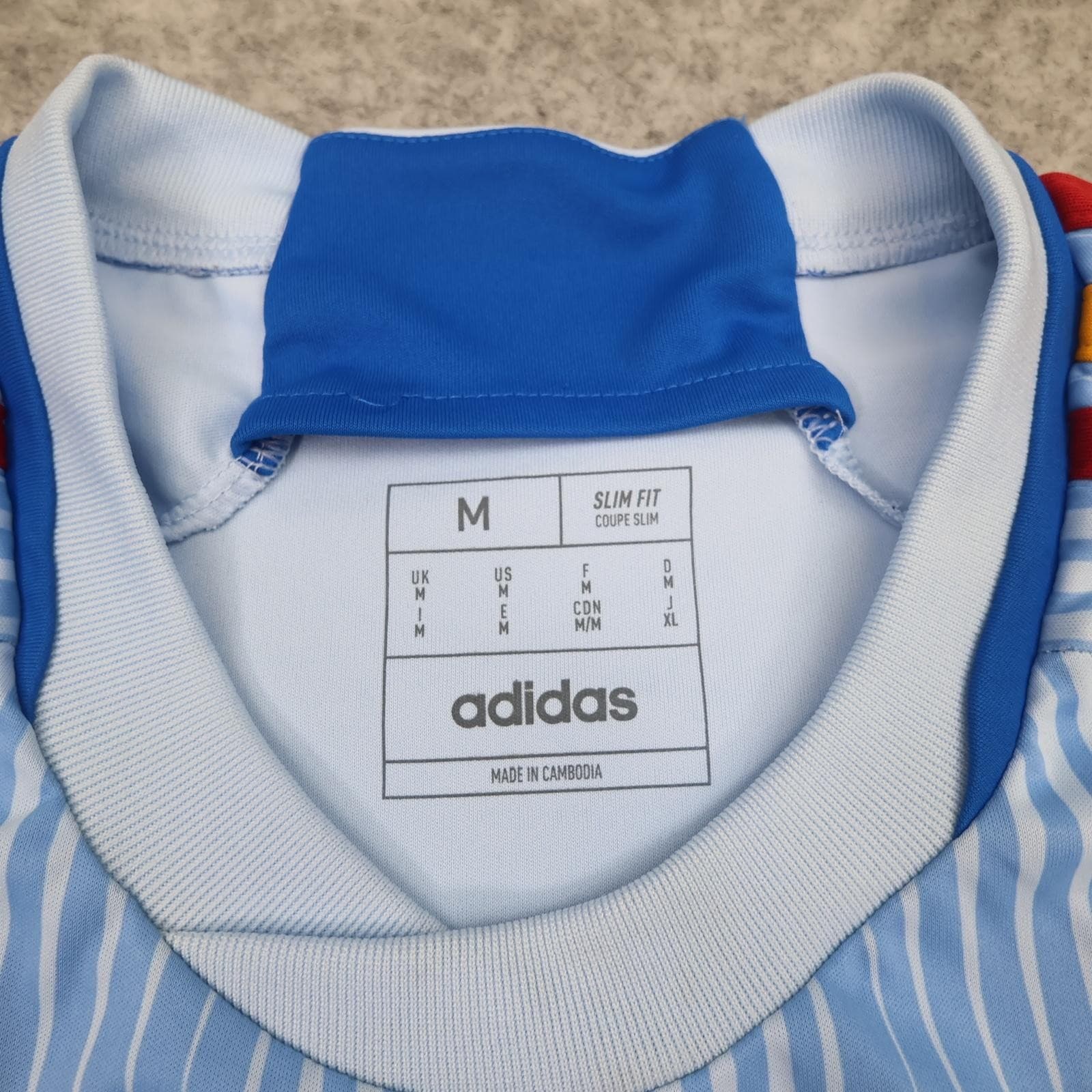 Spain Away Shirt Mens Medium Blue 2022 2023 Football Adidas Slim Fit Jersey photo 6