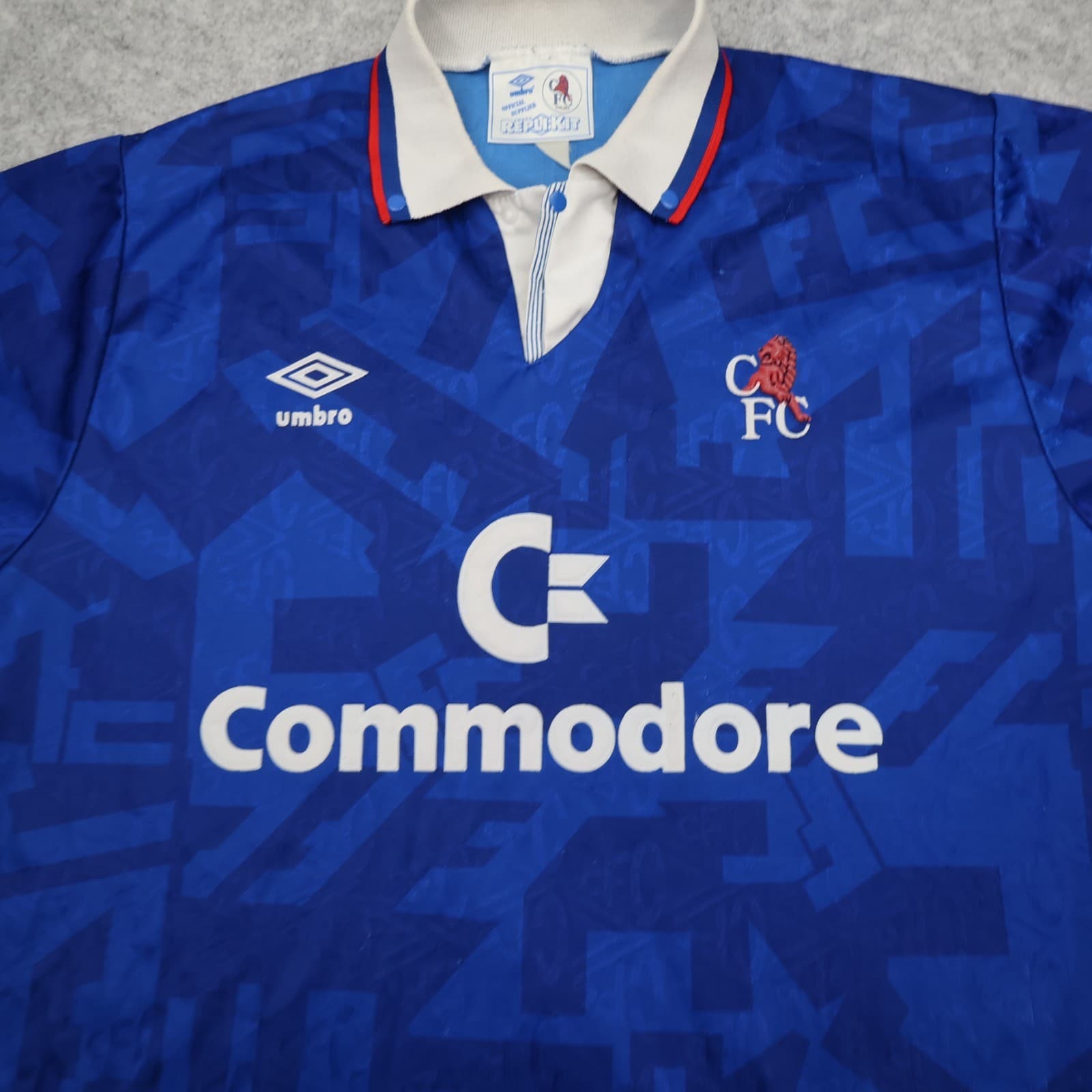 Vintage Chelsea Shirt Large Blue Home Shirt 1991 1993 Umbro Commodore Jersey photo 3