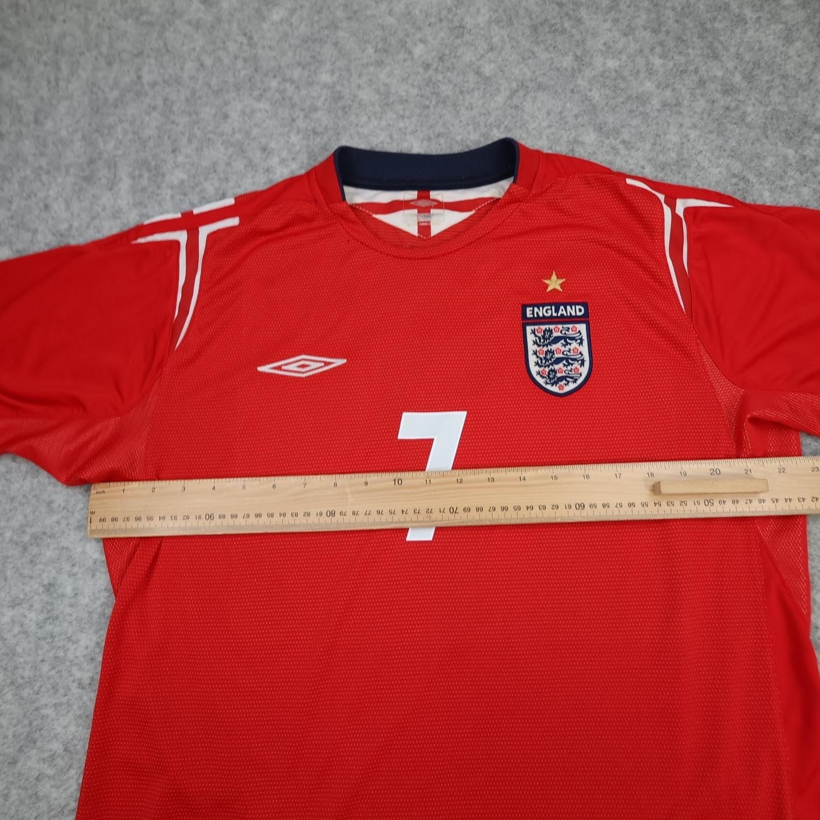 Vintage England Away Shirt Mens XL Red 2004 2006 Football Umbro Beckham 7 Jersey photo 6