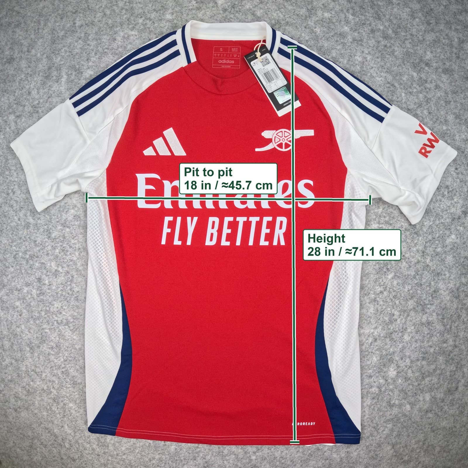 Arsenal Football Shirt Small Red Adidas Saka 7  2024 2025 Soccer Jersey photo 2