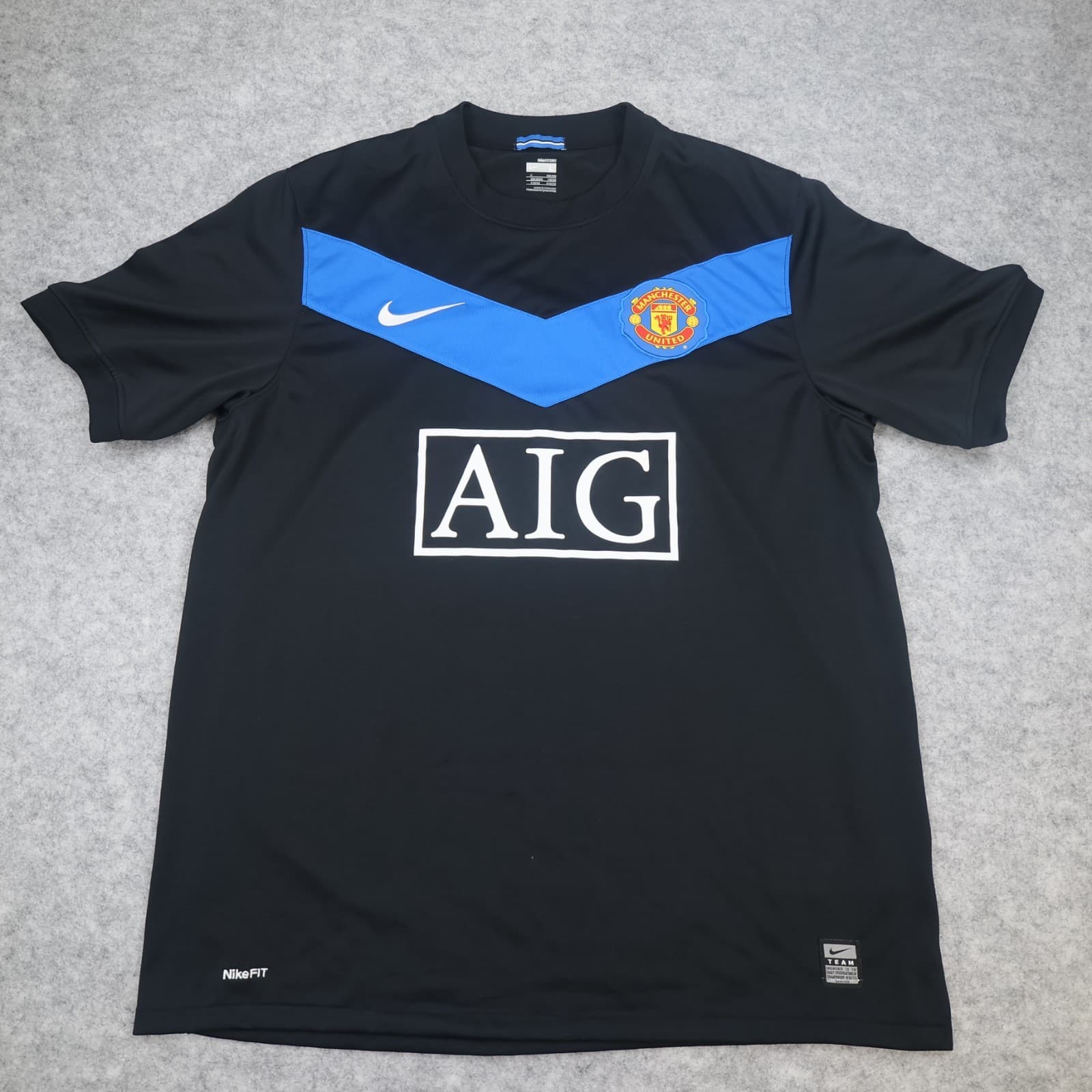 Manchester United Shirt Large Black Away Kit 2009 2010 Nike Jersey Paul Scholes photo 2