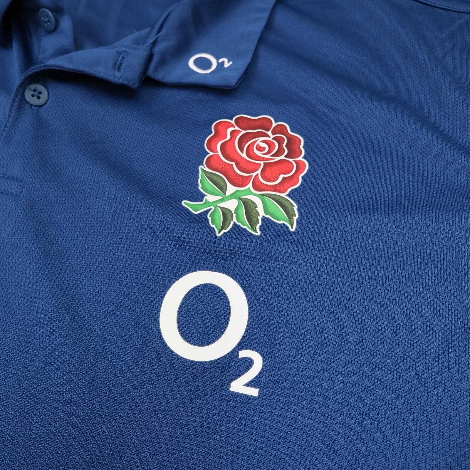 England Rugby Training Shirt Mens 2XL Blue Rugby Union Umbro O2 Polo Jersey photo 4