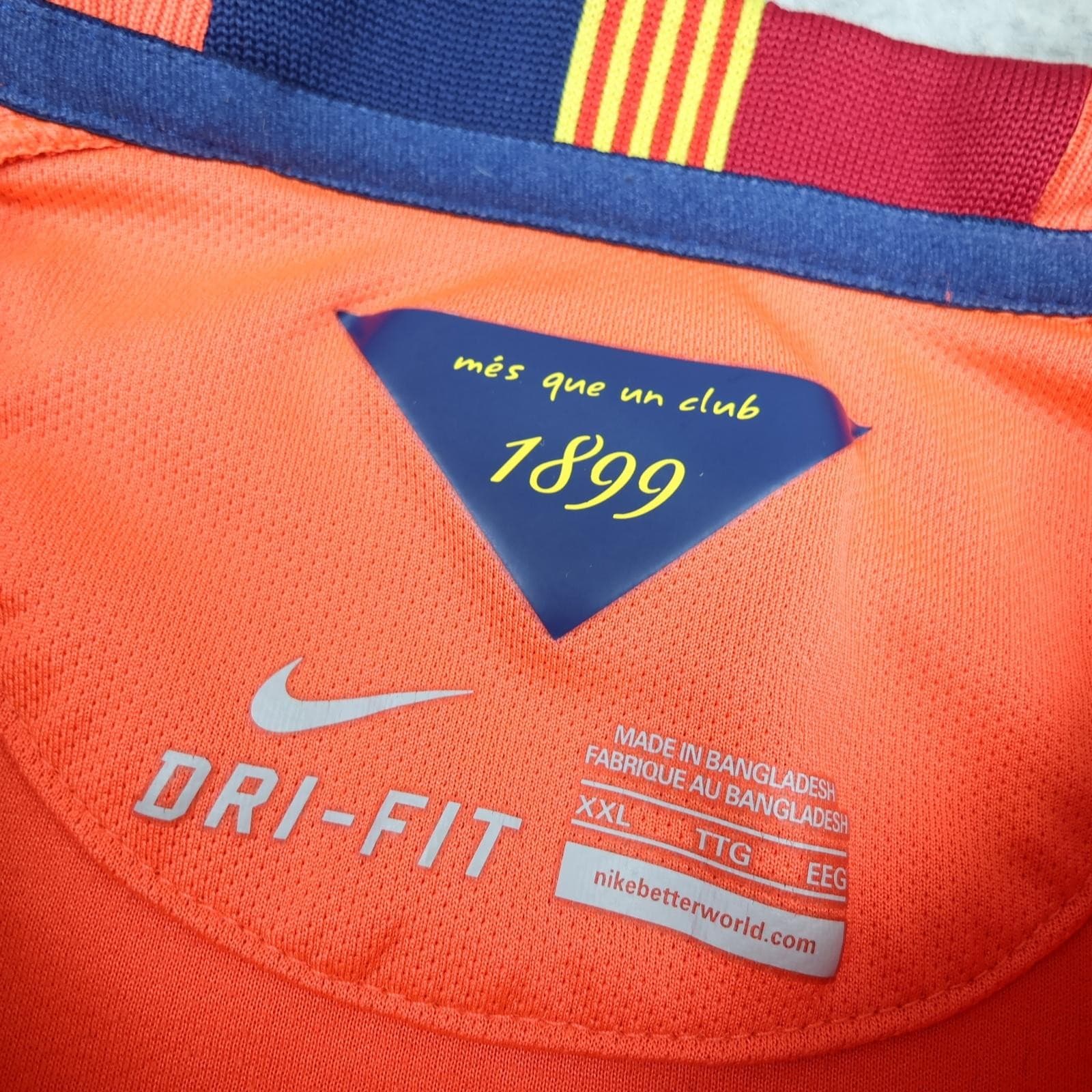 Barcelona Shirt Mens 2XL Orange Away 2014 2015 Football Nike Qatar Airways photo 8