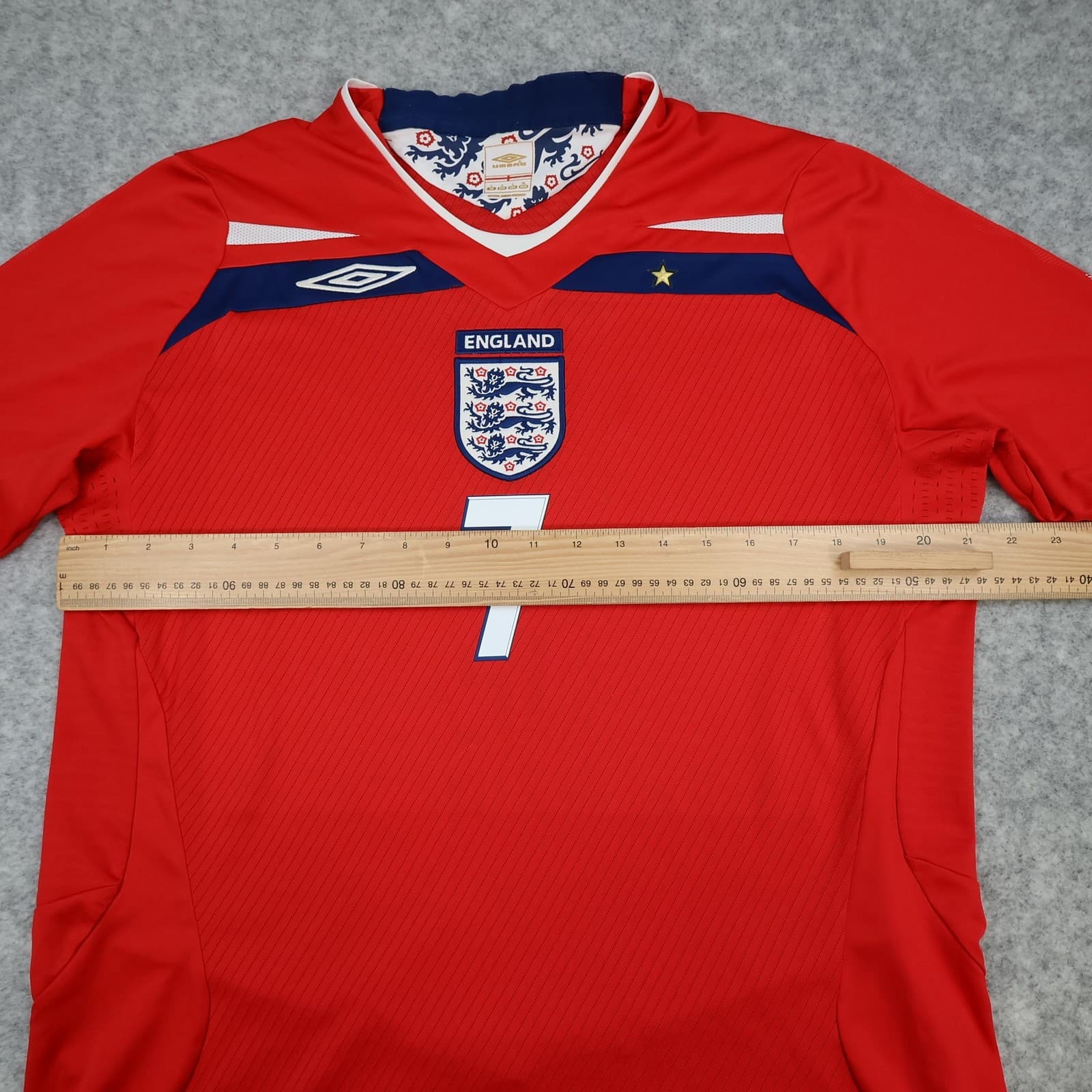 England Away Shirt Mens Large Red 2008 2010 Football Umbro Beckham 7 Jersey photo 11
