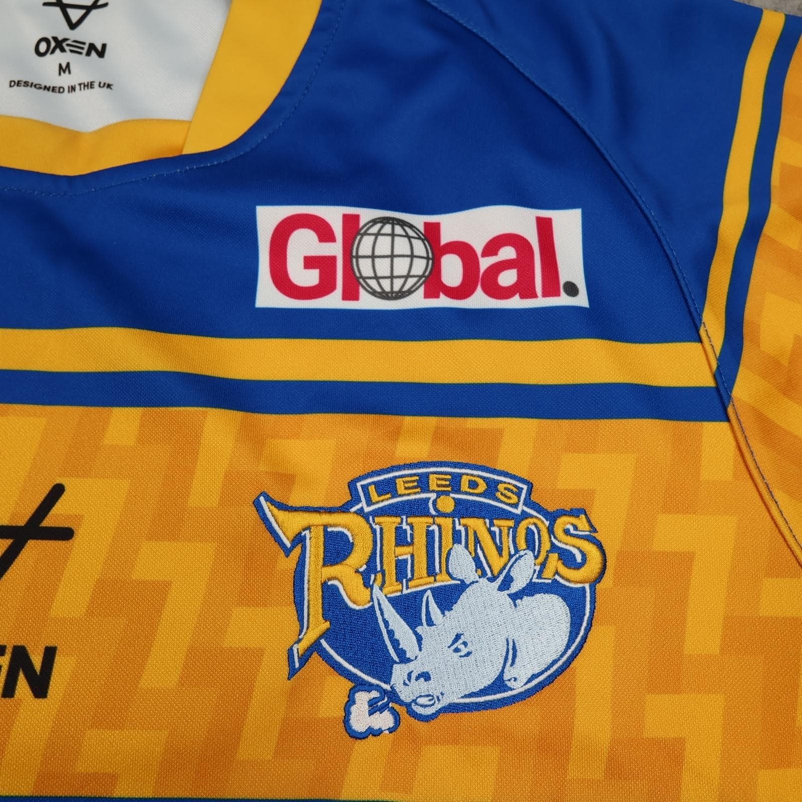 Leeds Rhinos Rugby Shirt Mens Medium Blue Rugby League Oxen Building Society photo 4