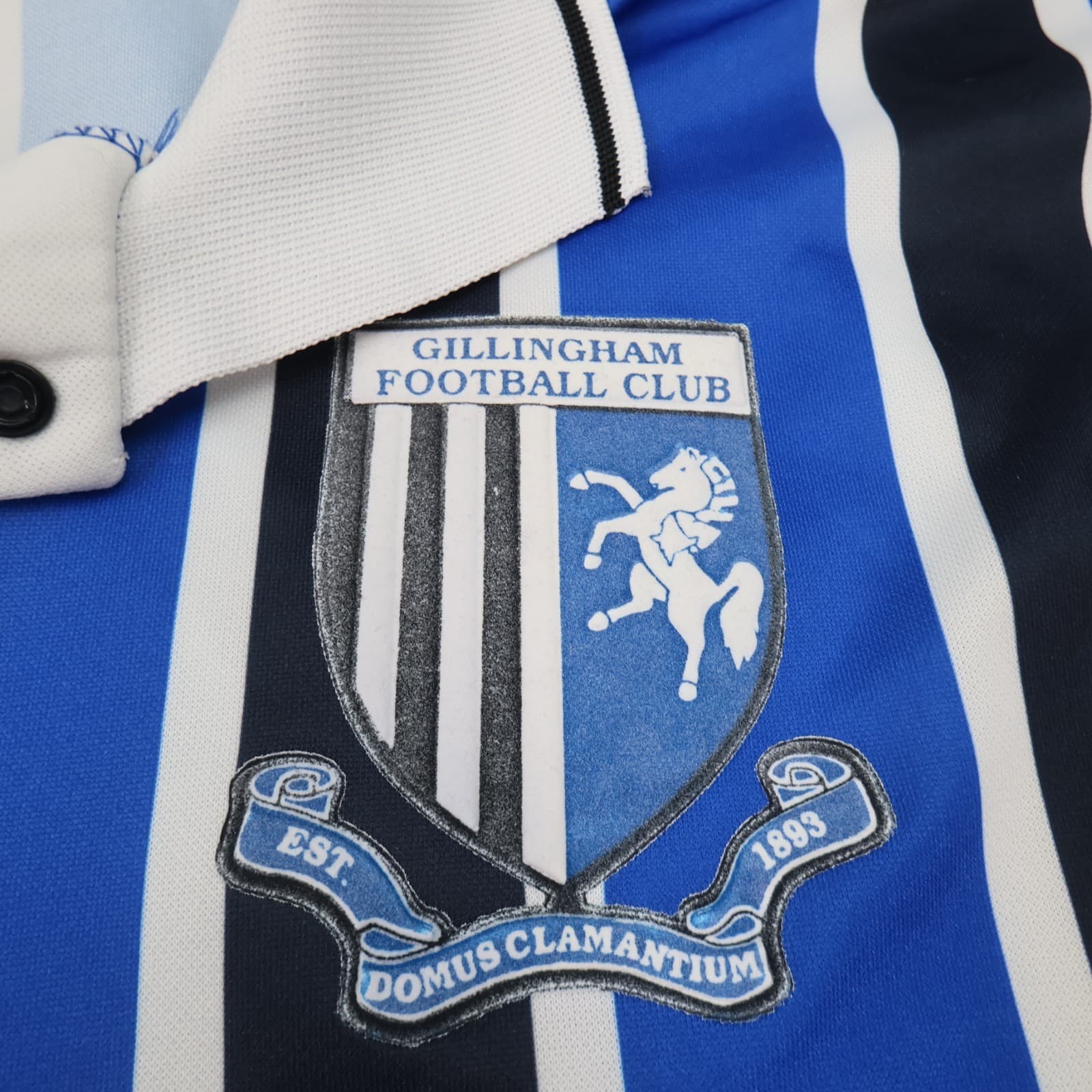 Vintage Gillingham FC Shirt Extra Large Blue Black Home Kit 1995 1996 Olympic photo 4