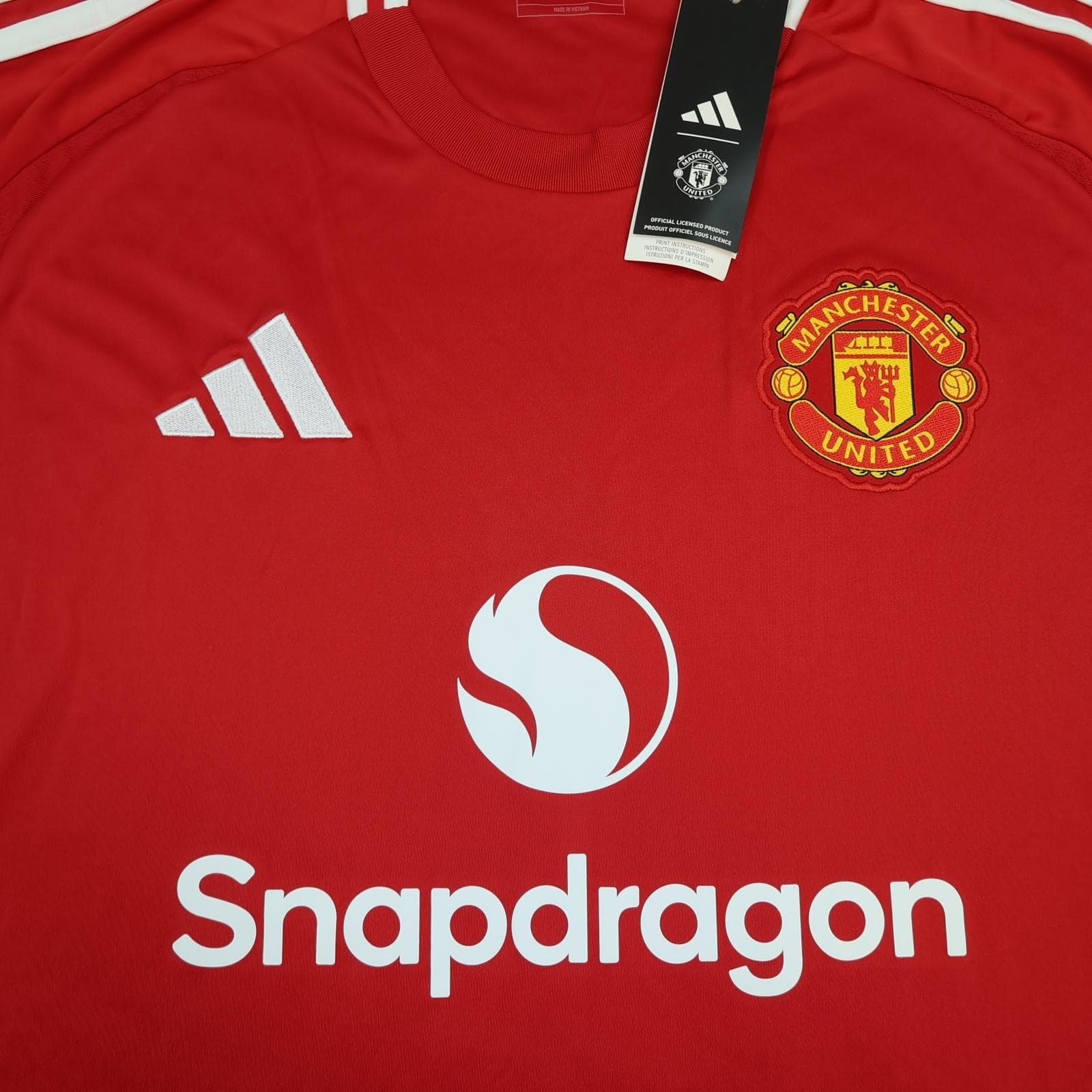 Manchester United Shirt Mens 2XL Red 2024 2025 Adidas Snapdragon DXC Jersey photo 3