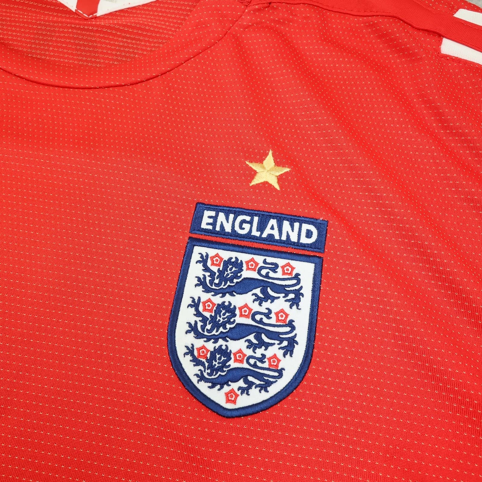 England Away Shirt Mens 2XL Red 2004 2006 Football Umbro Beckham 7 Soccer Jersey photo 5