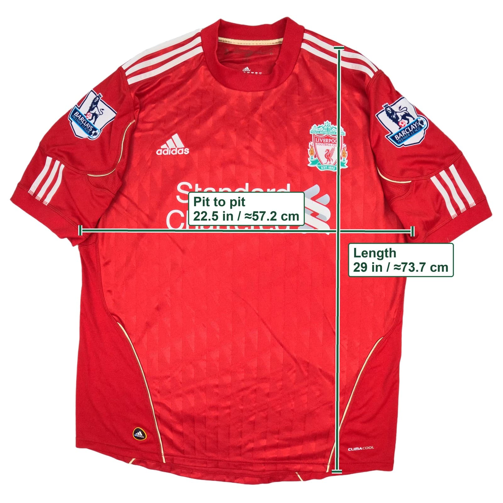 Liverpool Football Shirt Large Red Home adidas Luis Suarez 7 2010 2012 Jersey photo 3