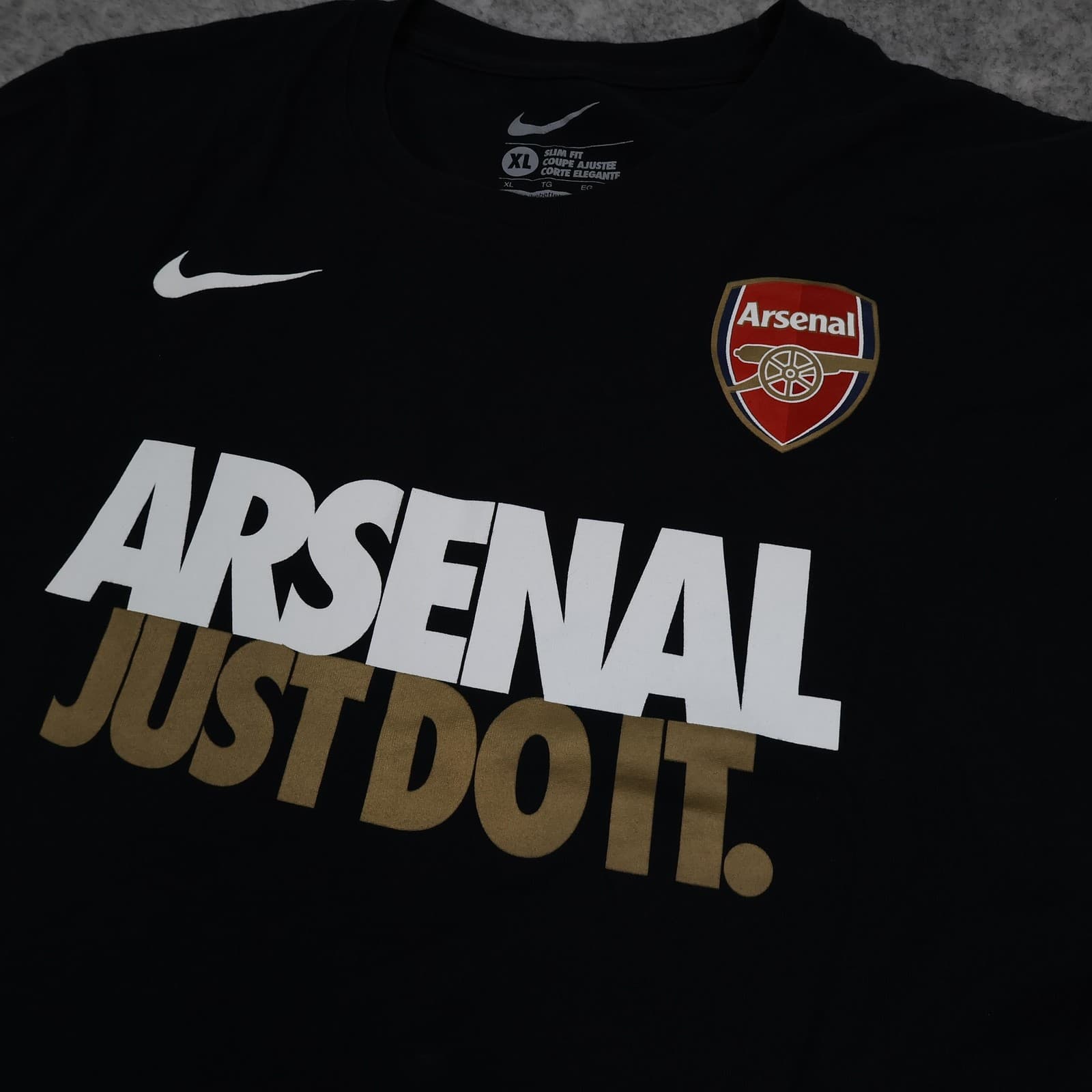 Arsenal Shirt Mens XL Black EPL Just Do It Football Nike Slim Fit Tee Shirt photo 2