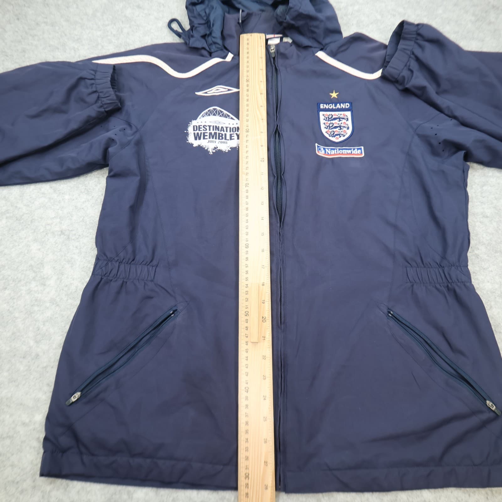 England Football Jacket Large Umbro Navy Waterproof Zipped Wembley 2008 photo 9