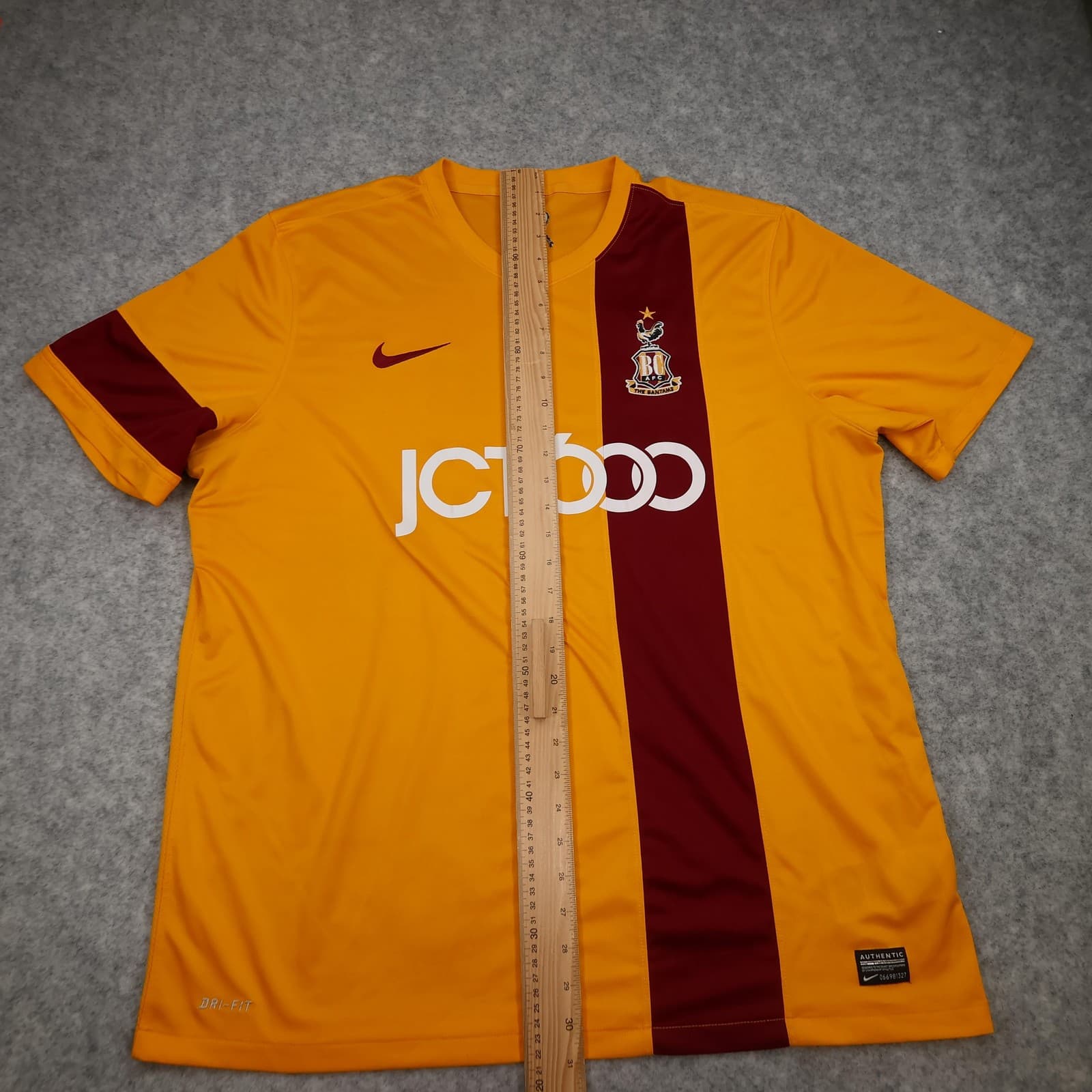 Bradford City Shirt Mens 2XL Yellow Home EFL 2013 2014 Nike Soccer Jersey photo 11
