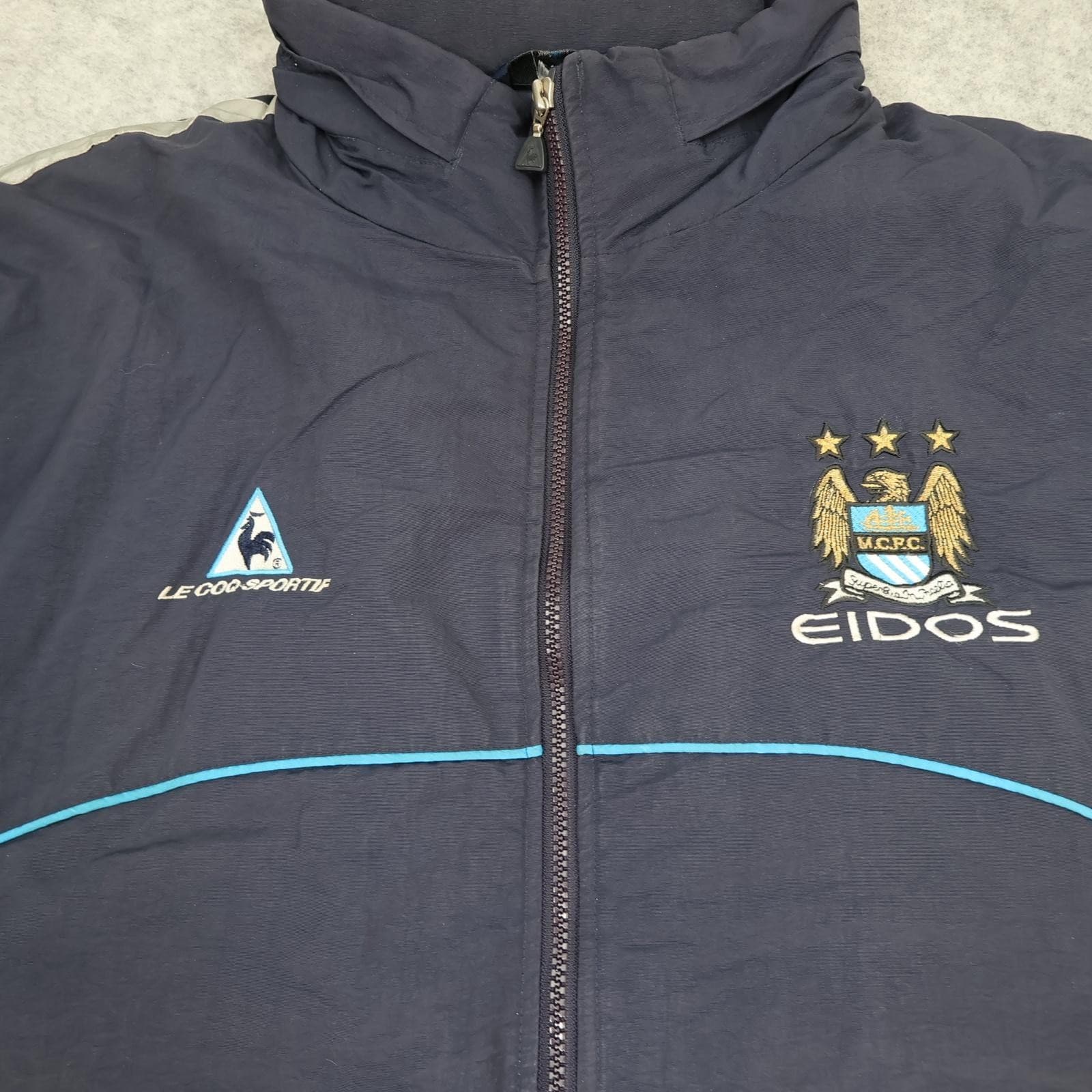 Vintage Manchester City Jacket Mens 2XL Navy EPL 2002 2003 Le Coq Sportif Eidos photo 4