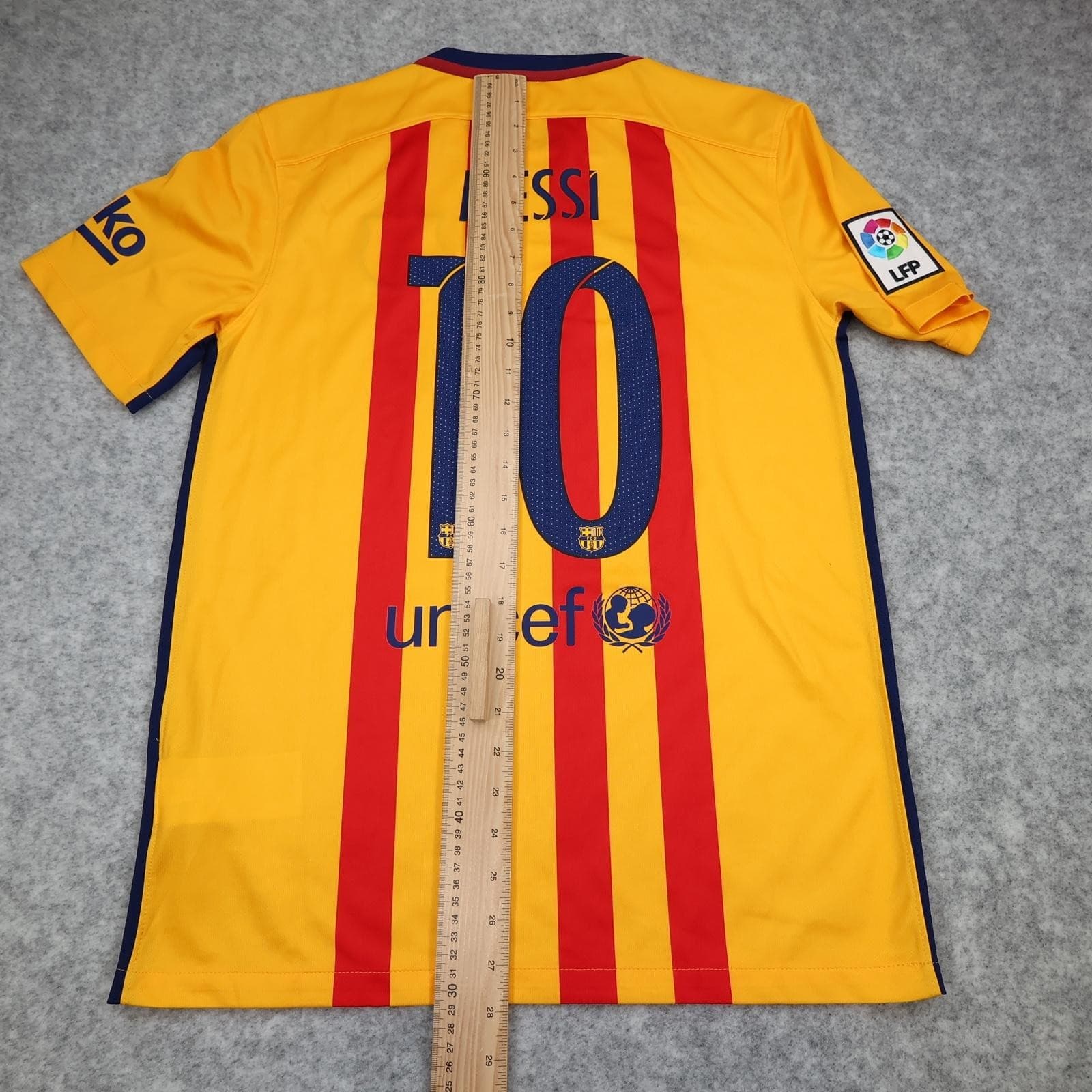 Barcelona Shirt Mens Medium Yellow Away 2015 2016 Football Nike Messi 10 photo 12