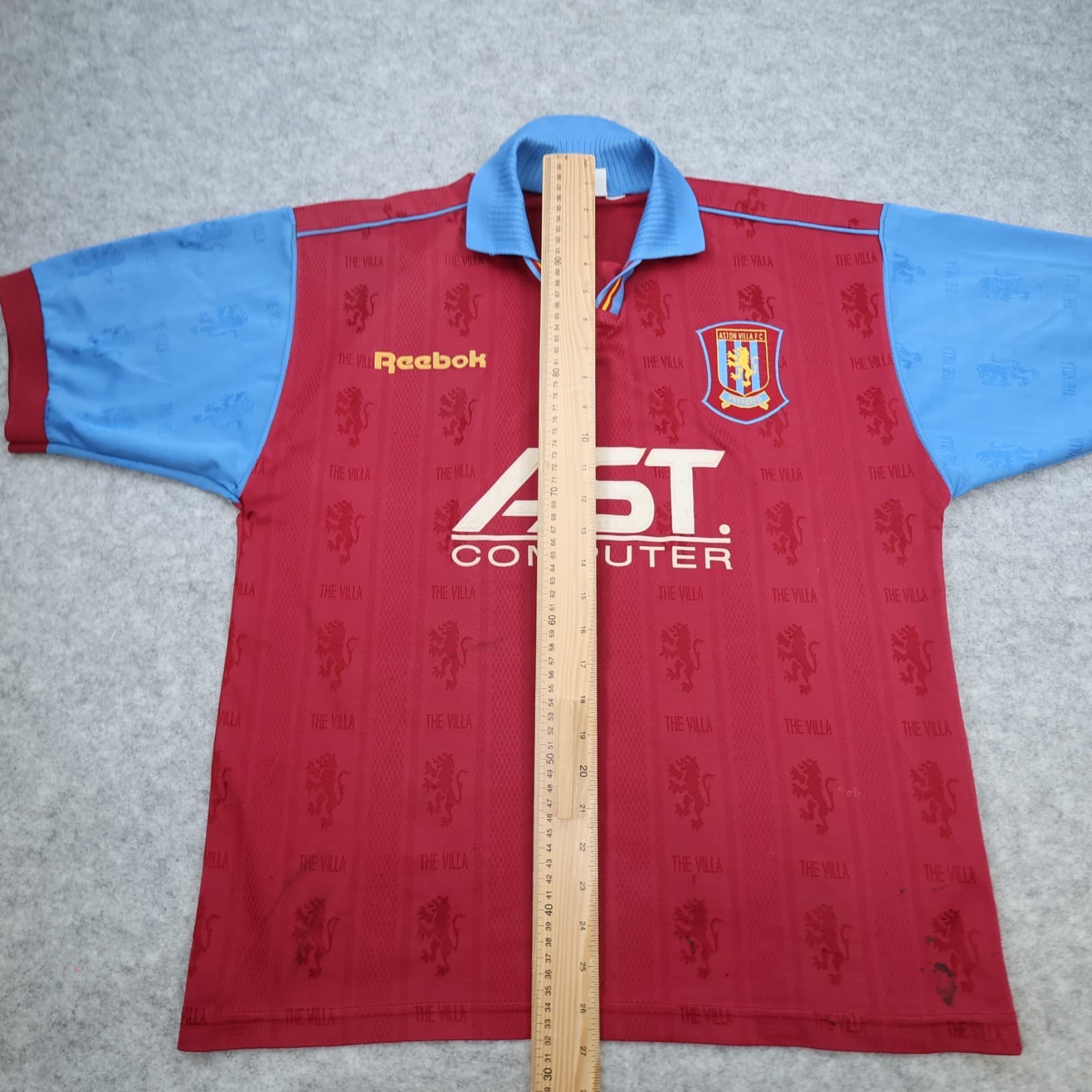 Vintage Aston Villa Shirt Large Burgundy Home Kit 1995 1997 38/40" Ugo Ehiogu photo 15