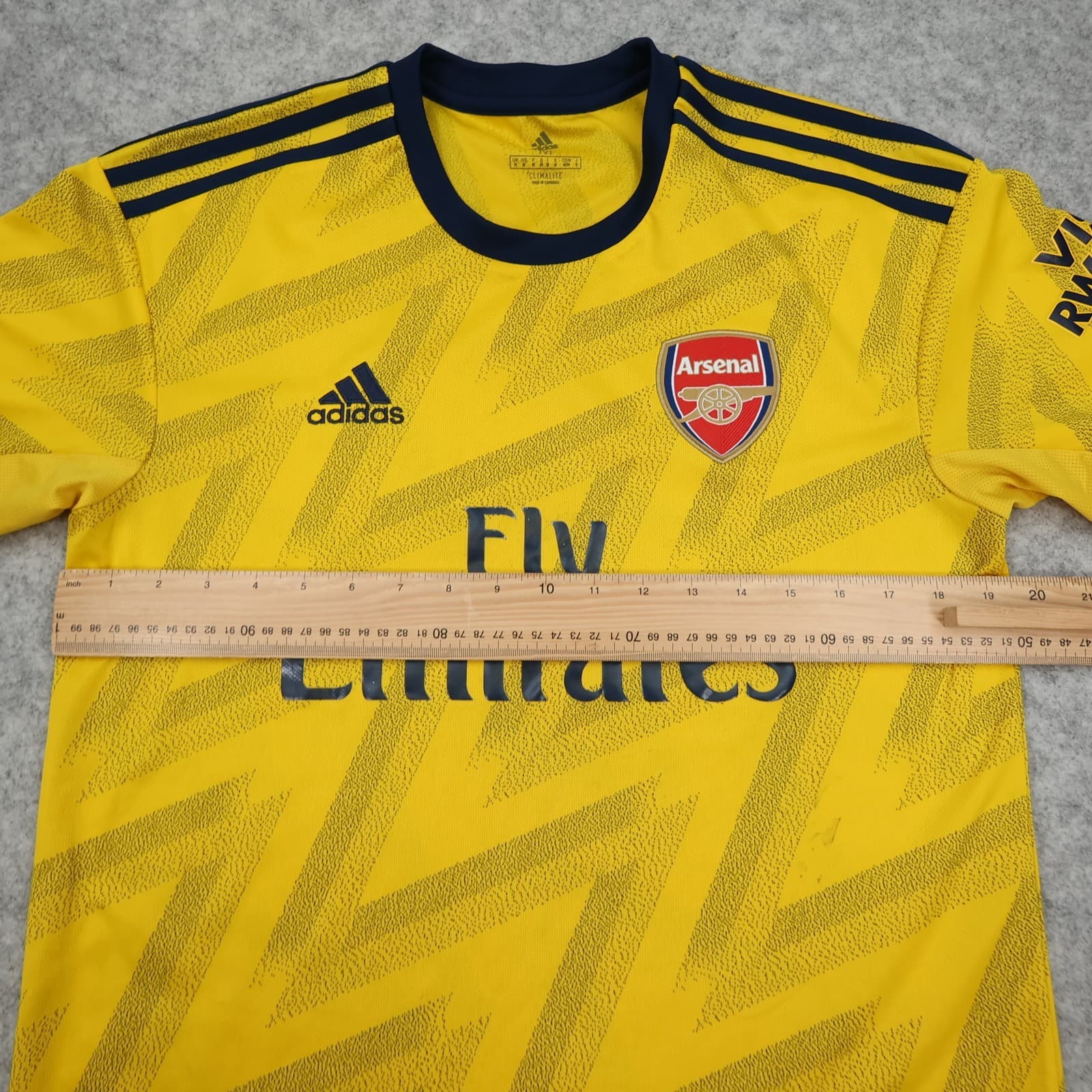 Arsenal Shirt Medium Yellow Away Kit 2019 2020 Adidas Soccer Jersey photo 12