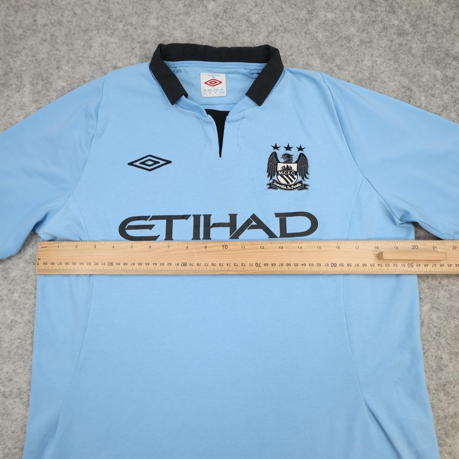 Manchester City Shirt Mens Medium Blue Home 2012 2013 Umbro Soccer Jersey photo 11