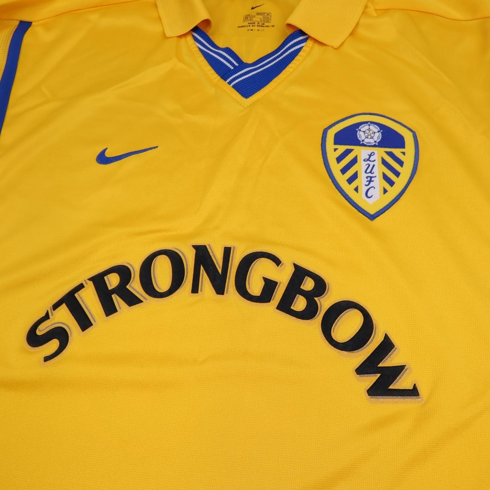 Leeds United Away Shirt Mens Large Yellow 2000 2002 Nike Strongbow Kewell Jersey photo 3