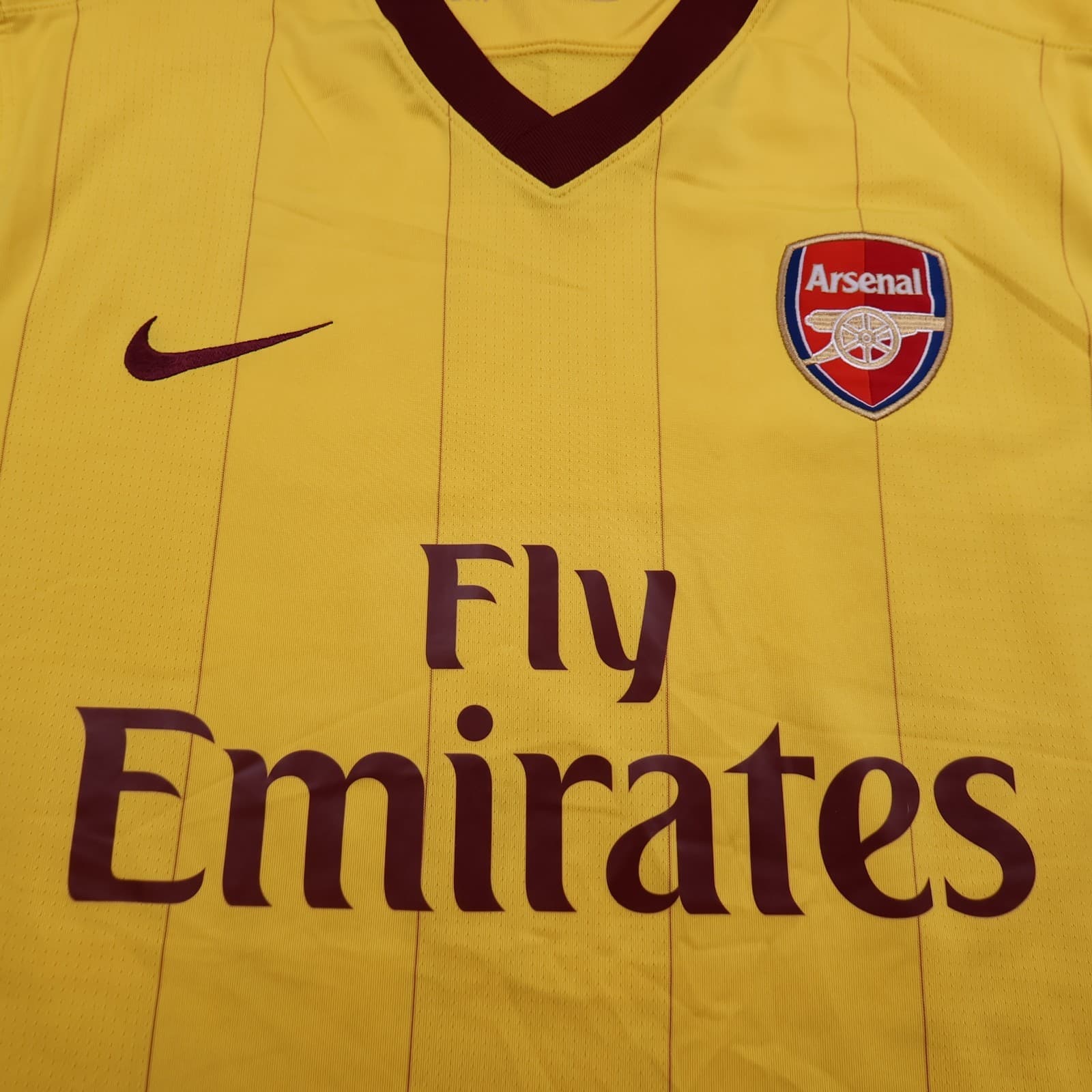 Arsenal Shirt Large Yellow Away Kit 2010 2013 Nike Soccer Jersey Football photo 3