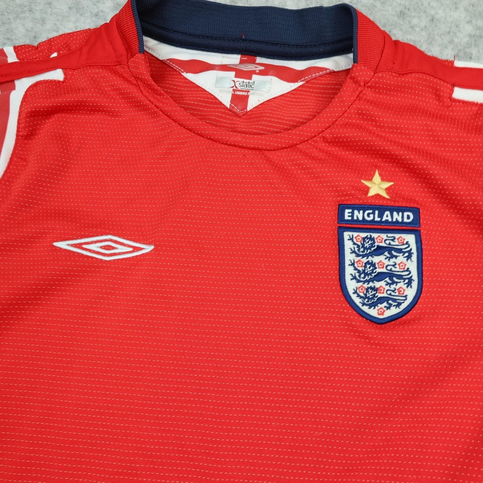 England Away Shirt Kids 11-12 Years Red 2004 2006 Football Umbro Vintage Jersey photo 3