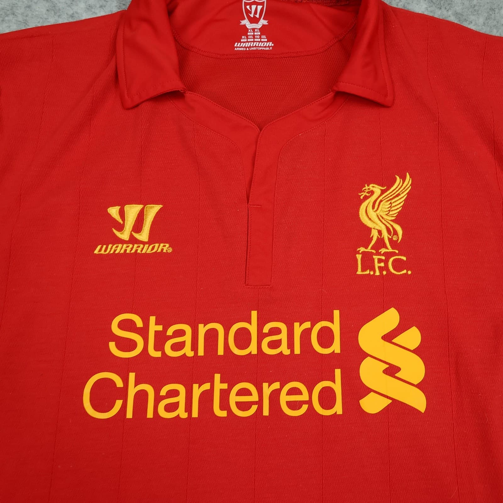 Liverpool Shirt Mens XL Red Home 2012 2013 Football Warrior Standard Chartered photo 3