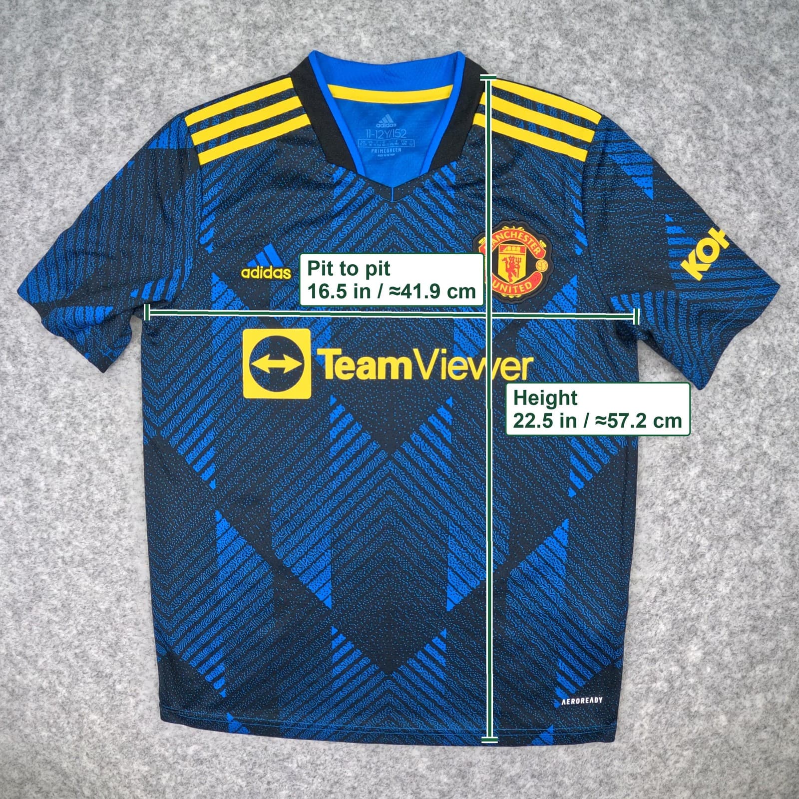 Manchester United Football Shirt Kids 11 12Y Blue Third 2021 22 adidas Sancho 25 photo 7