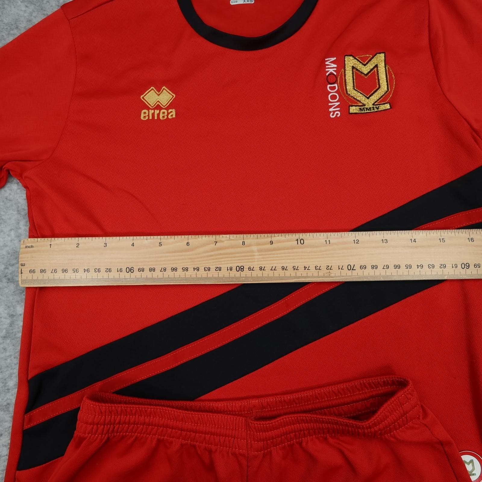 Milton Keynes Dons Shirt Youth XXS Red Away Football Errea Kit Shorts Set photo 7