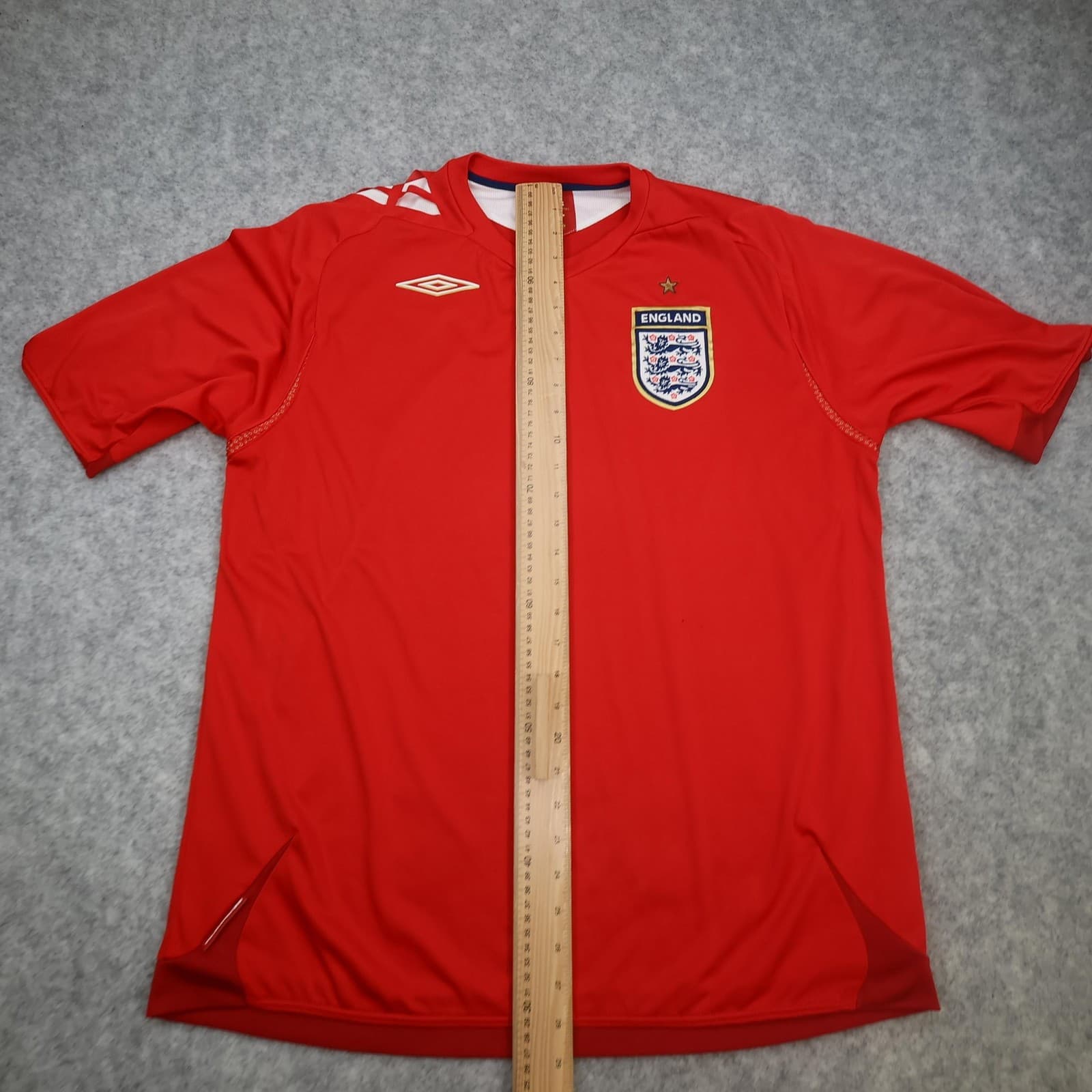England Away Shirt Mens XL Red 2006 2008 Umbro Soccer Jersey Three Lions Top photo 5
