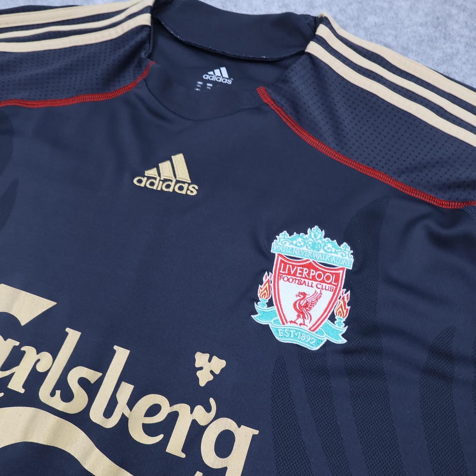 Liverpool Shirt Mens 3XL Black 2009 2010 Football Adidas Torres 9 Soccer Jersey photo 6