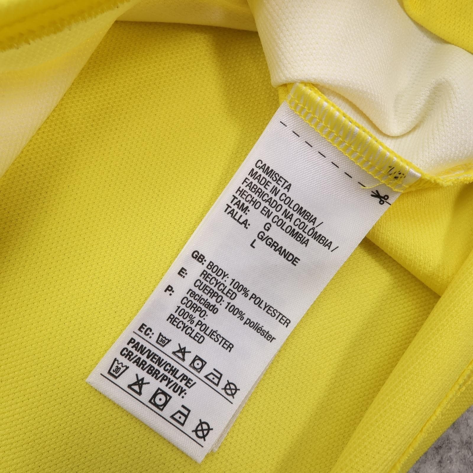 Colombia Home Shirt Mens Large Yellow 2018 2019 Football Adidas Climalite Jersey photo 7