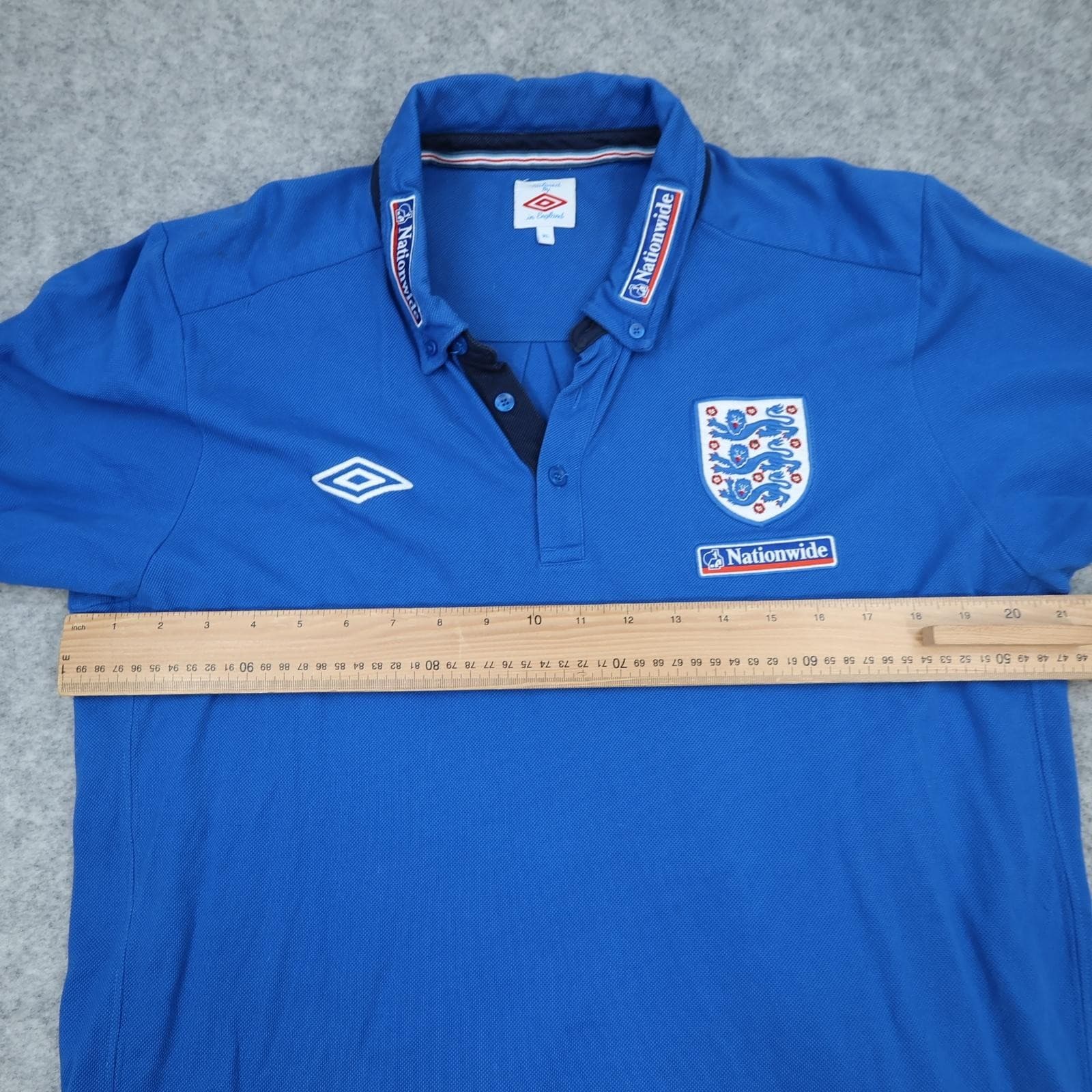 England Training Shirt Mens XL Blue Football Umbro Nationwide Polo 2000s photo 8
