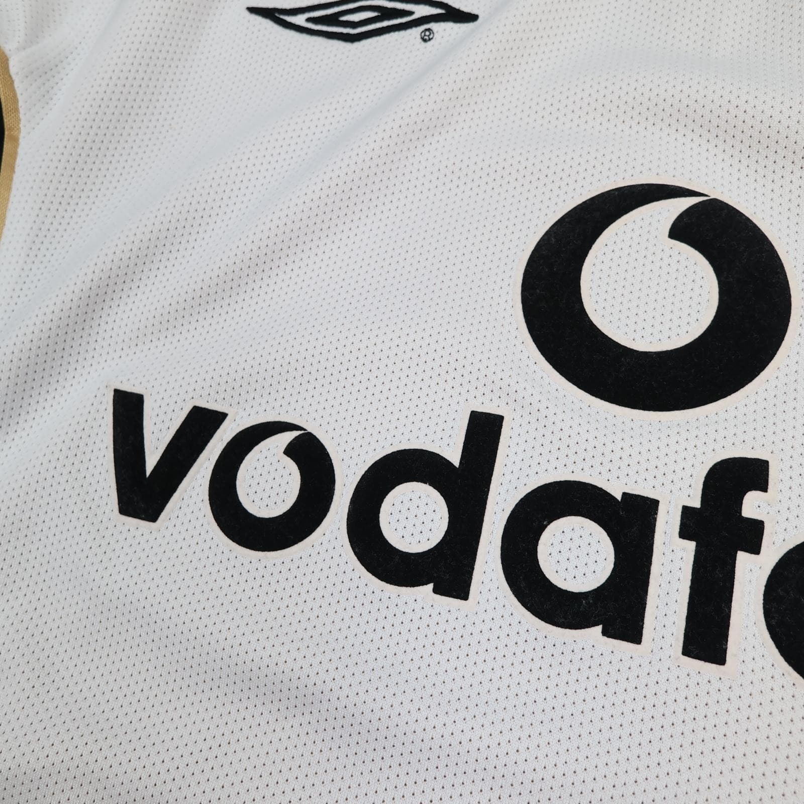 Vintage Manchester United Shirt Mens Small White Away Football Umbro Vodafone photo 4