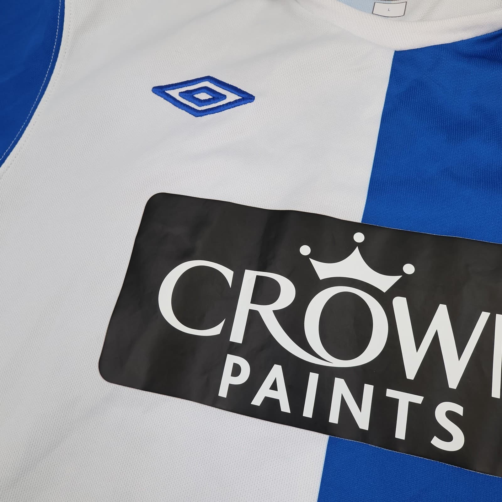 Blackburn Rovers Shirt Mens Large Blue White Home 2009 2010 Umbro Crown Paints photo 3