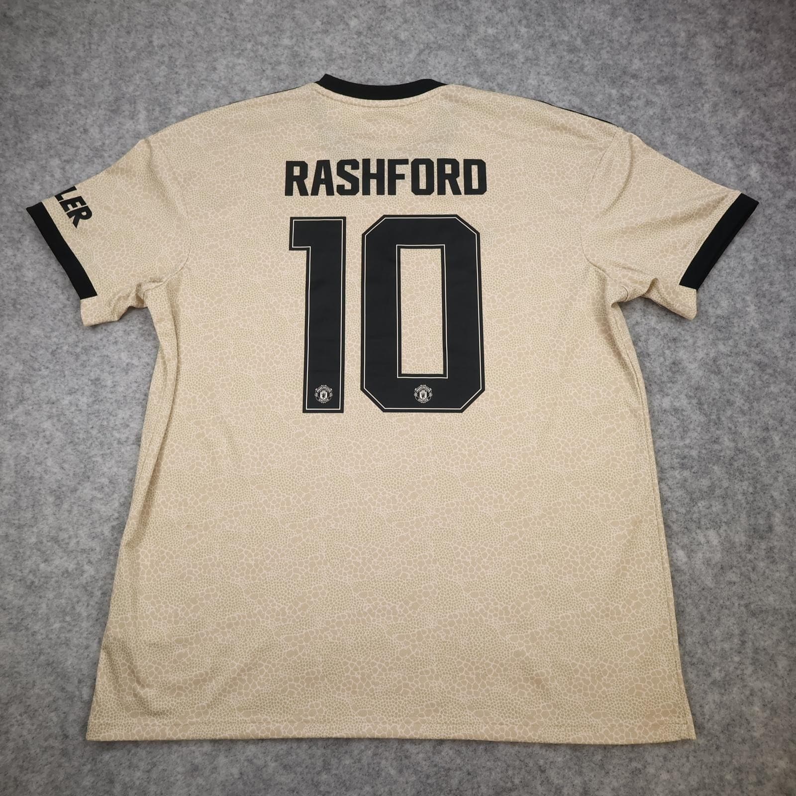 Manchester United Away Shirt Mens XL Beige 2019 2020 Football Adidas Rashford 10