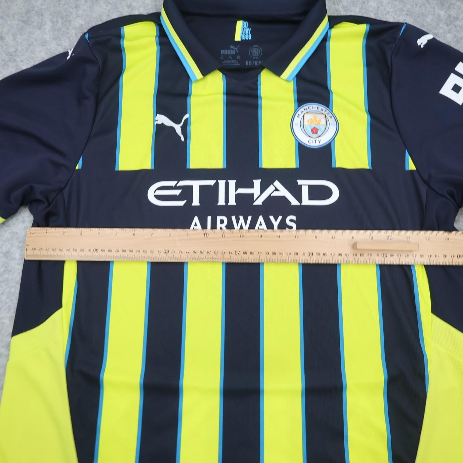 Manchester City Away Shirt Mens 2XL 2024 2025 Football Puma Yellow Striped photo 9