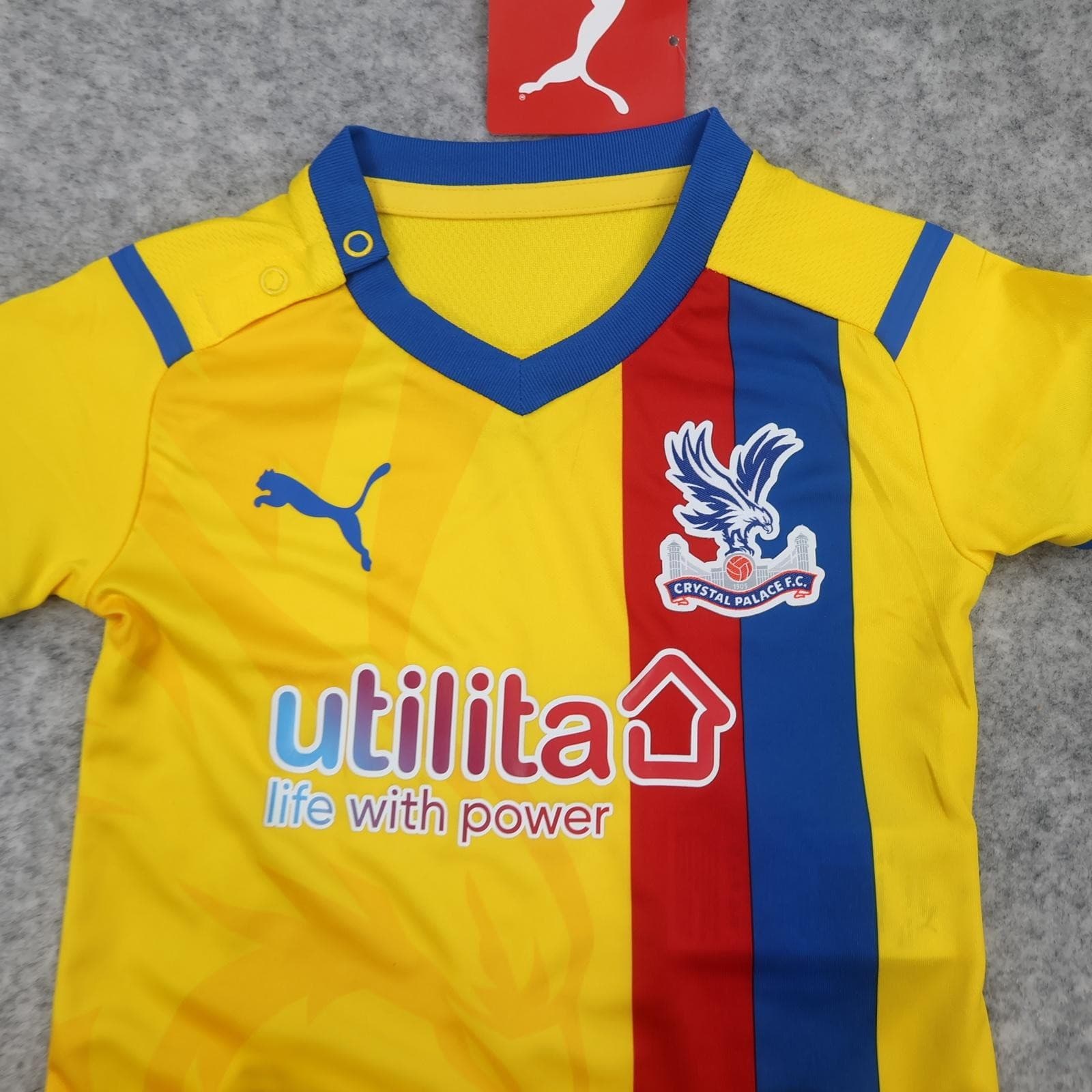 Crystal Palace Baby Kit 9-12 Months Yellow Away 2021 2022 Football Puma Utilita photo 3