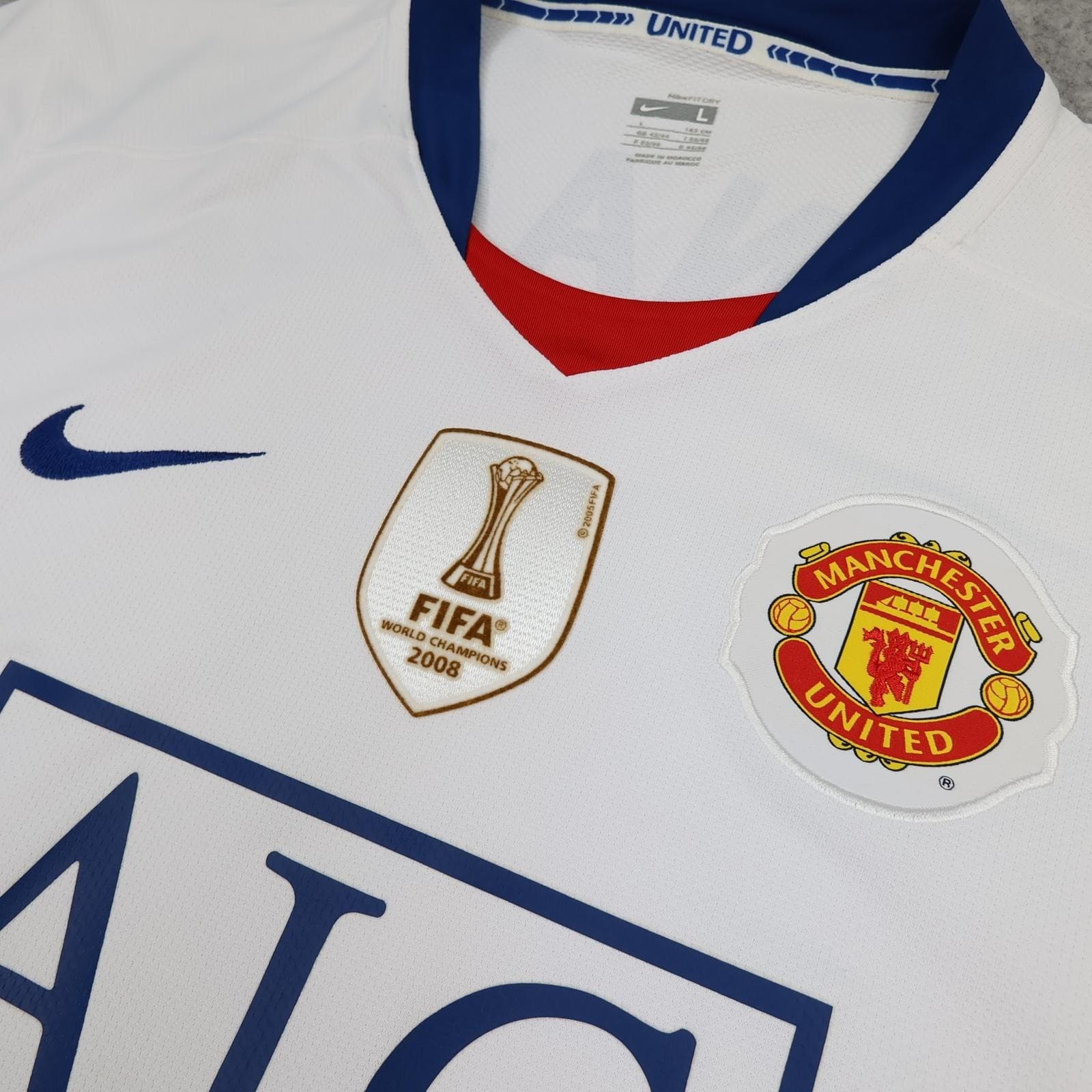Manchester United Shirt Mens Large White Away 2008 2009 Nike AIG Ronaldo 7 photo 6