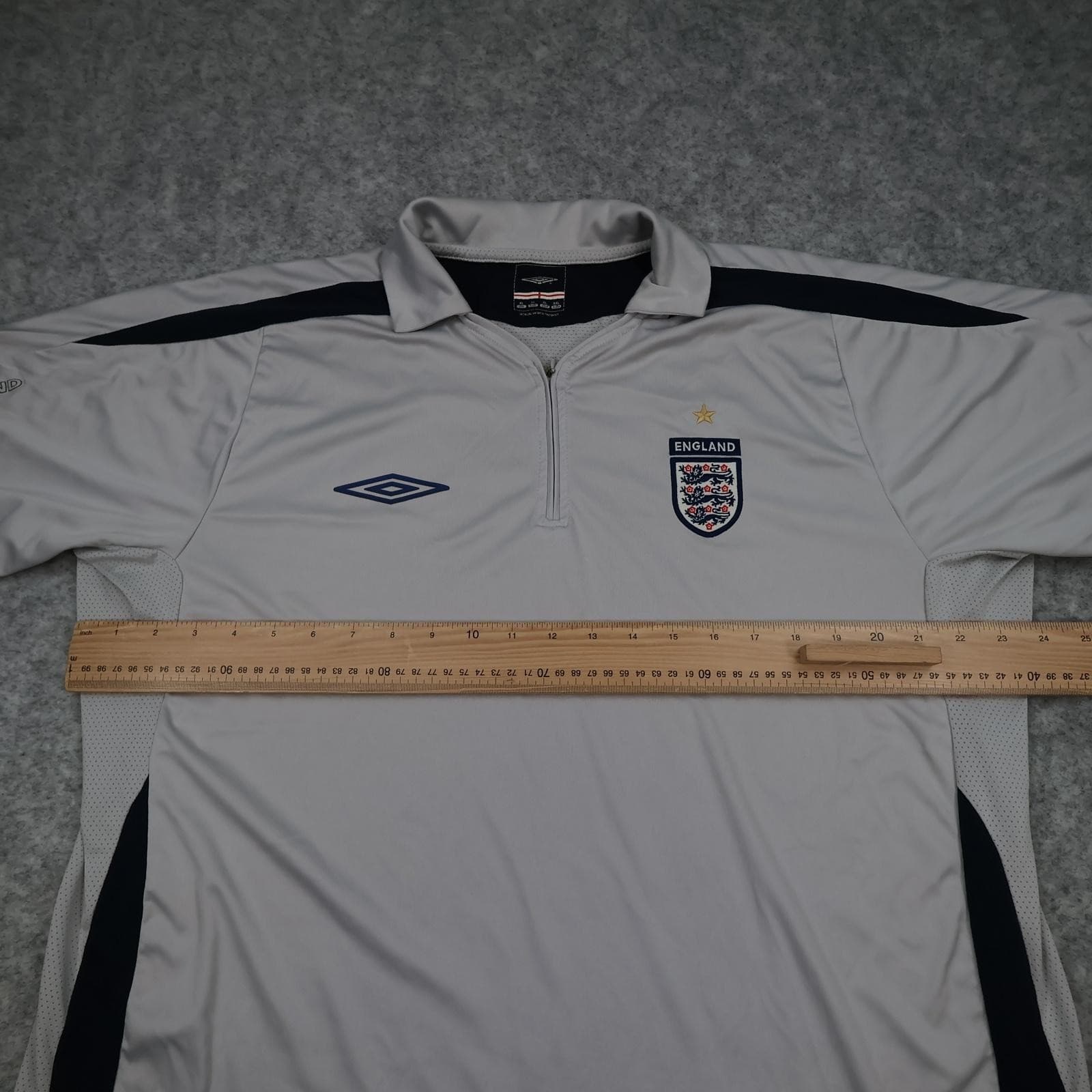 England Training Drill Top Mens XL Grey Short Sleeve Football Umbro 2000s photo 9