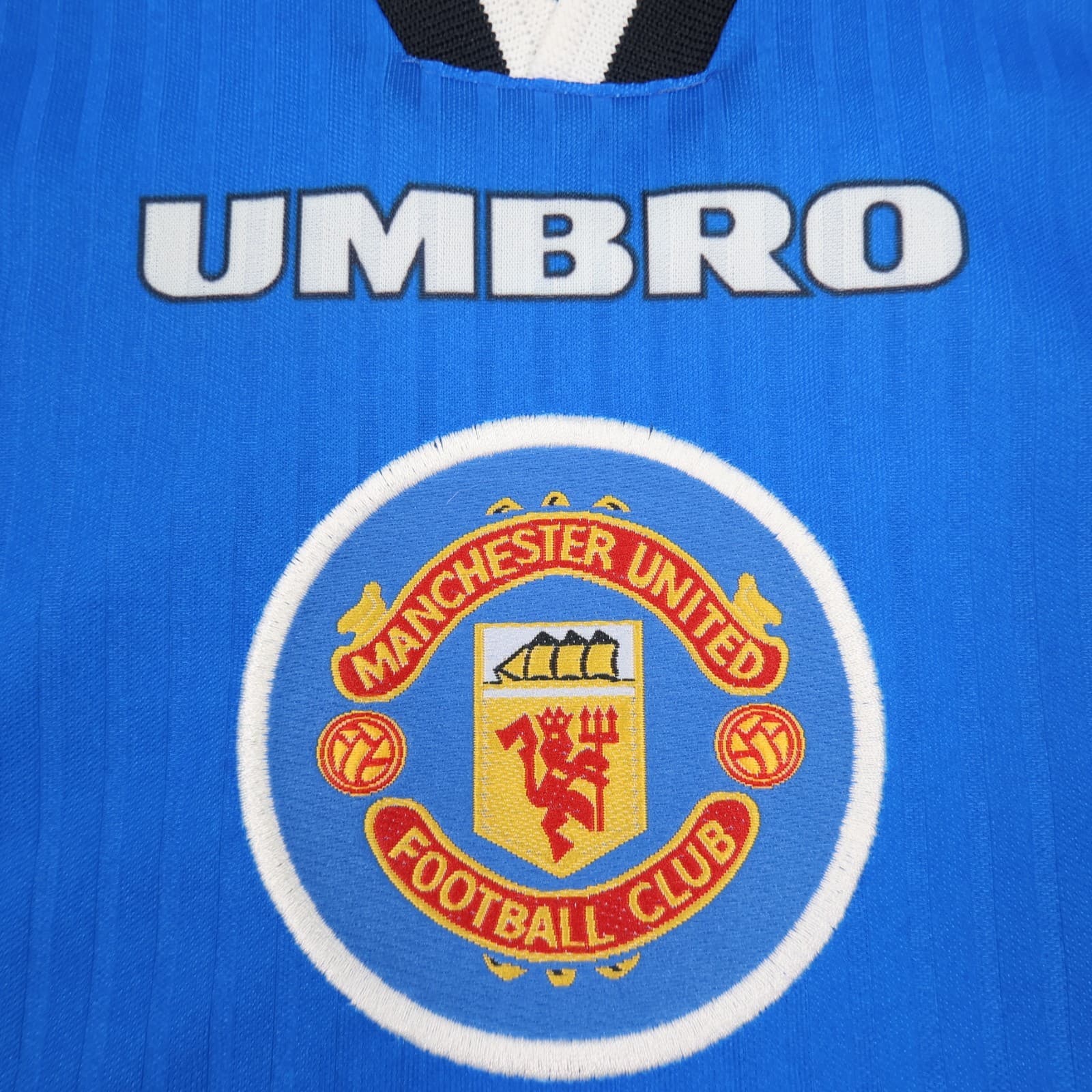 Vintage Manchester United Shirt 2XL Blue Third Kit 1996 1998 Umbro Soccer Jersey photo 6
