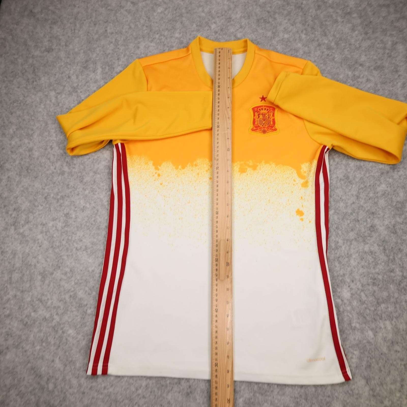 Spain Shirt Mens Medium Yellow Long Sleeve Training Football Adidas Climacool photo 12