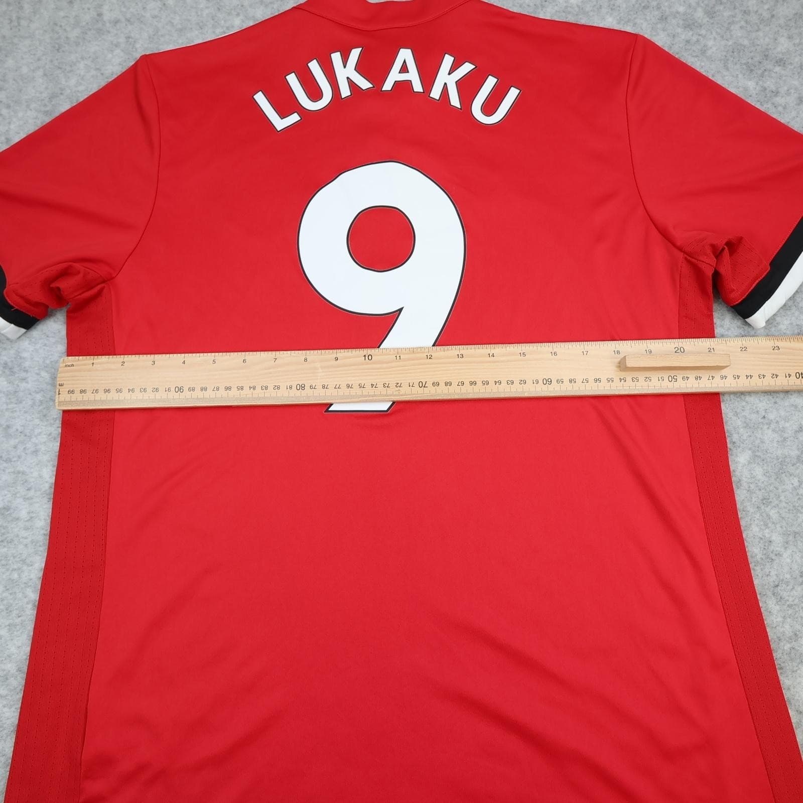 Manchester United Shirt Mens Large Red Home 2017 2018 Football Adidas Lukaku 9 photo 10