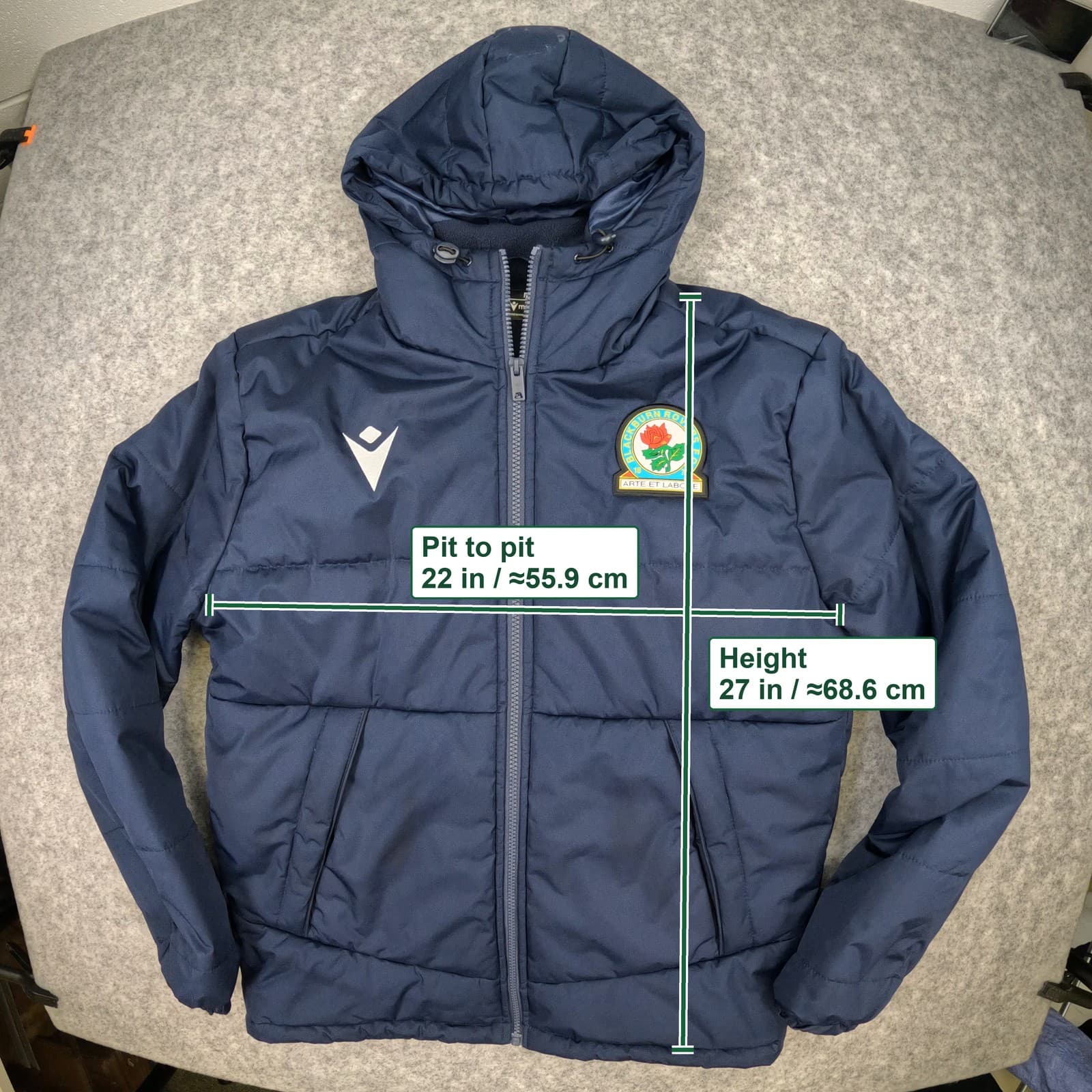 Blackburn Rovers FC Jacket Medium Blue Macron Long Sleeve Football Zip photo 4