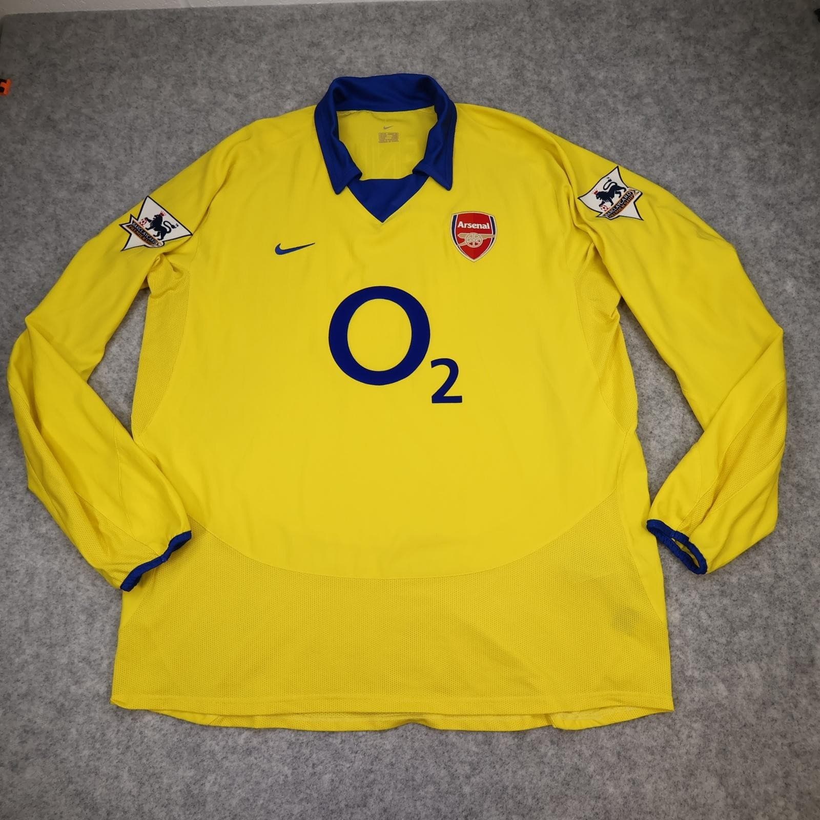 Arsenal Away Shirt XL Long Sleeve Yellow 2002 2004 Nike Henry 14 Soccer Jersey photo 2