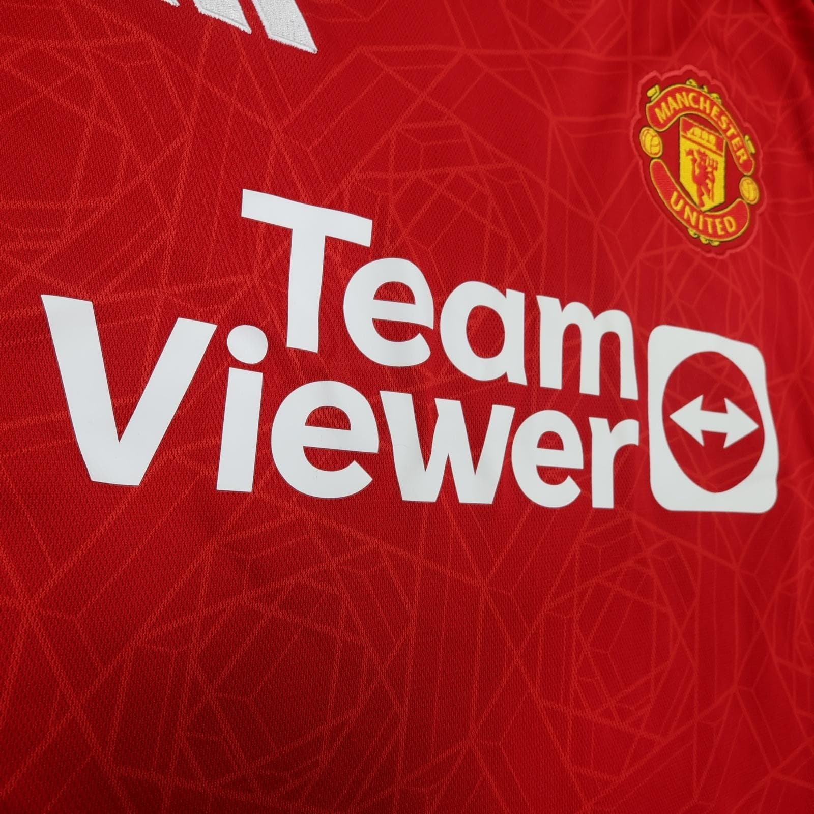 Manchester United Shirt Mens Medium Red Home 2023 2024 Adidas TeamViewer Jersey photo 5