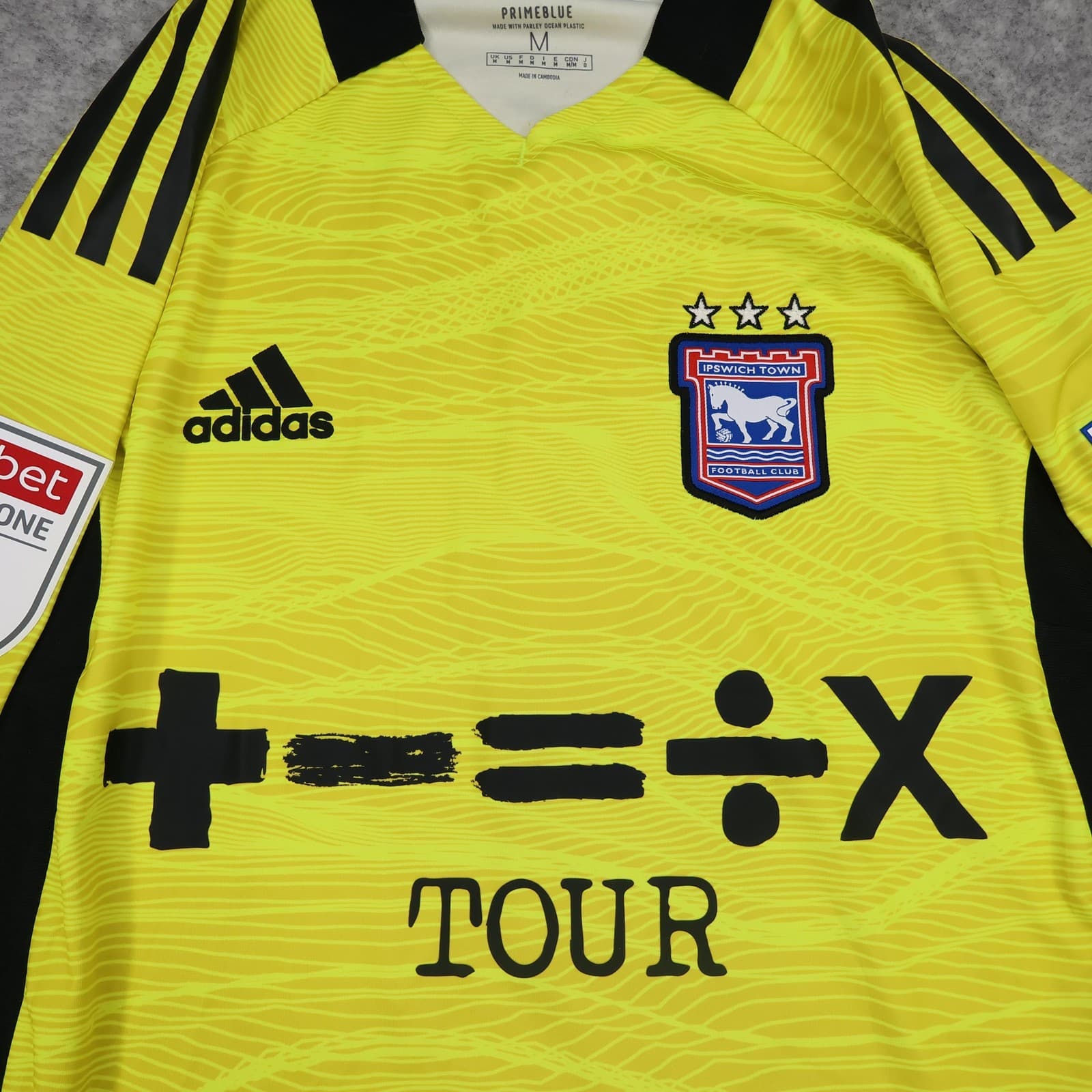 Ipswich Town Goalkeeper Shirt Mens Medium Yellow 2021 2022 Adidas Tour Sheeran photo 3